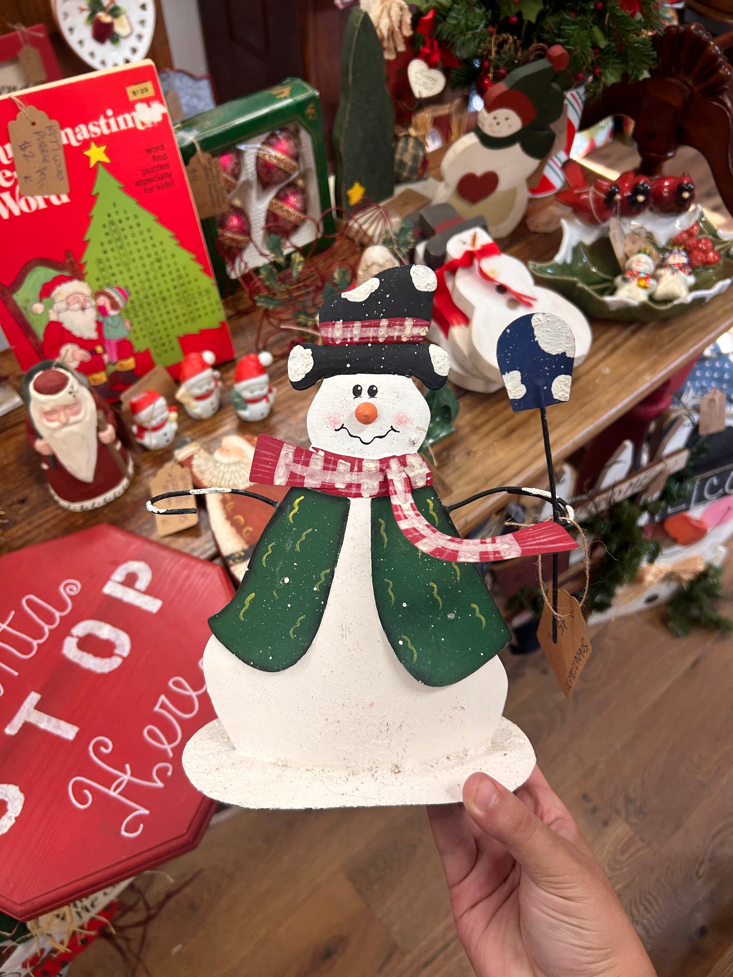 Metal Snowman With Shovel