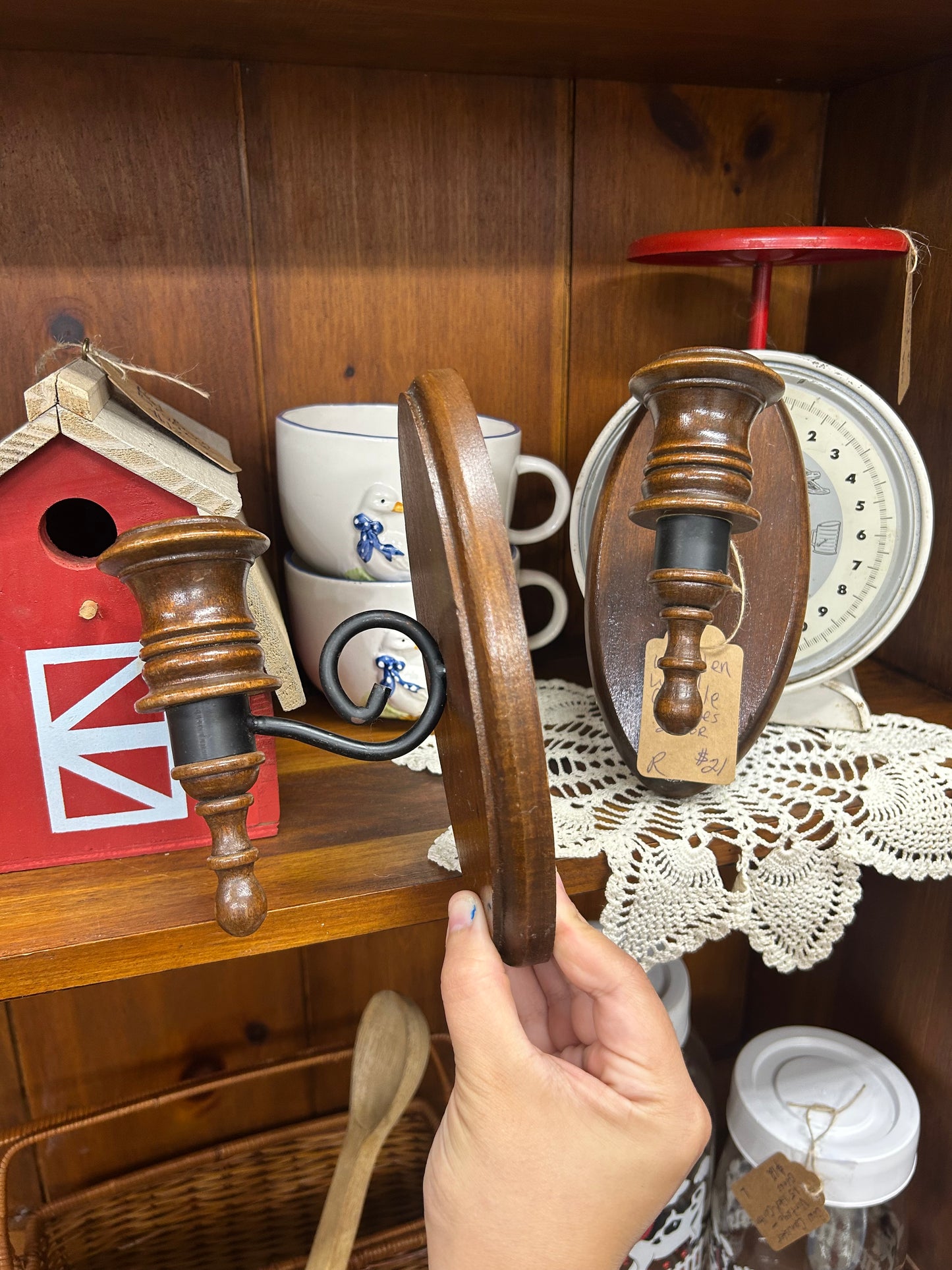 Set of Wooden Wall Sconces
