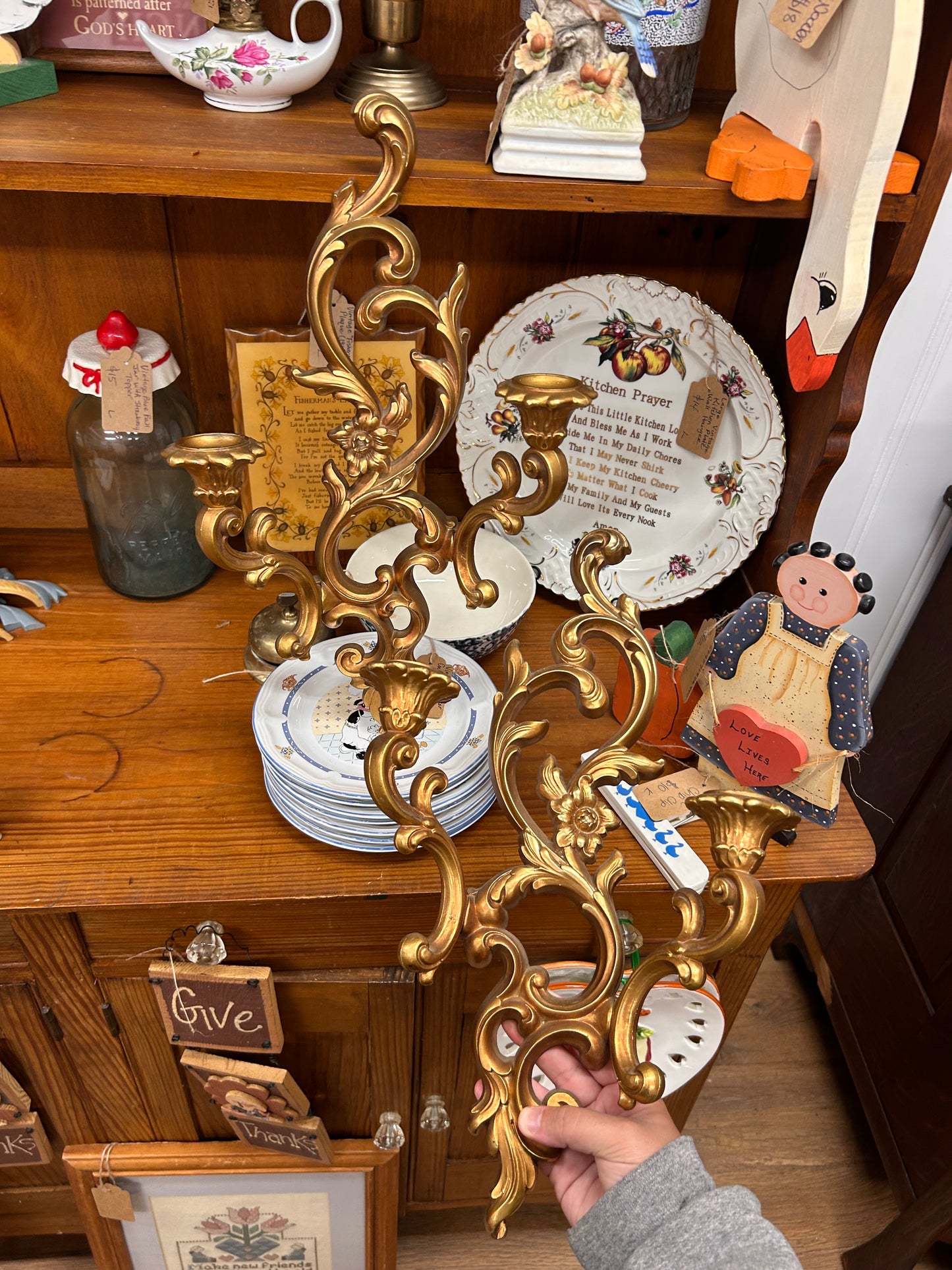 Vintage Gold Sconce Set