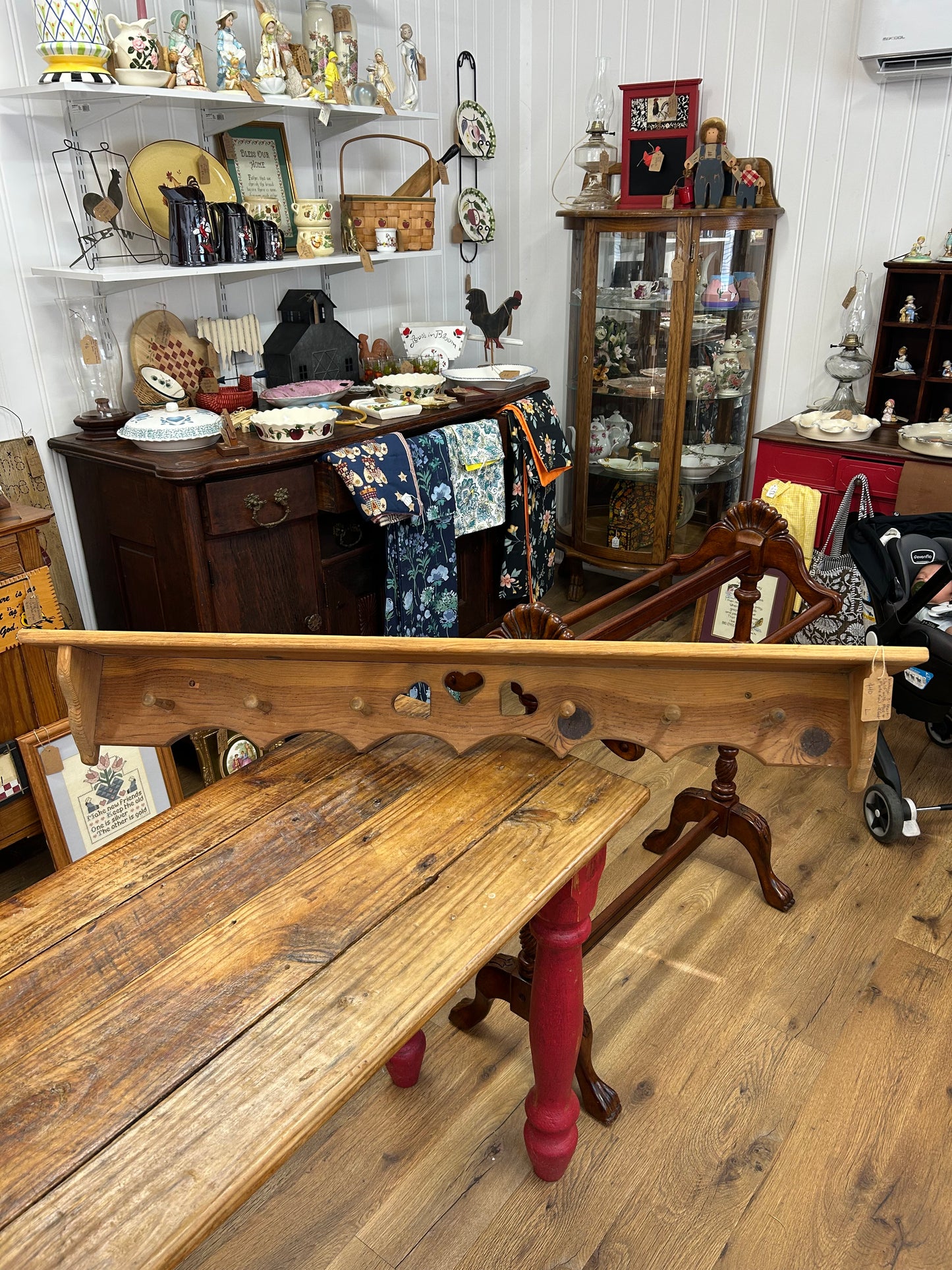 Vintage Wooden Heart Shelf - Has Plate Rack As Well! - Local Pickup Only