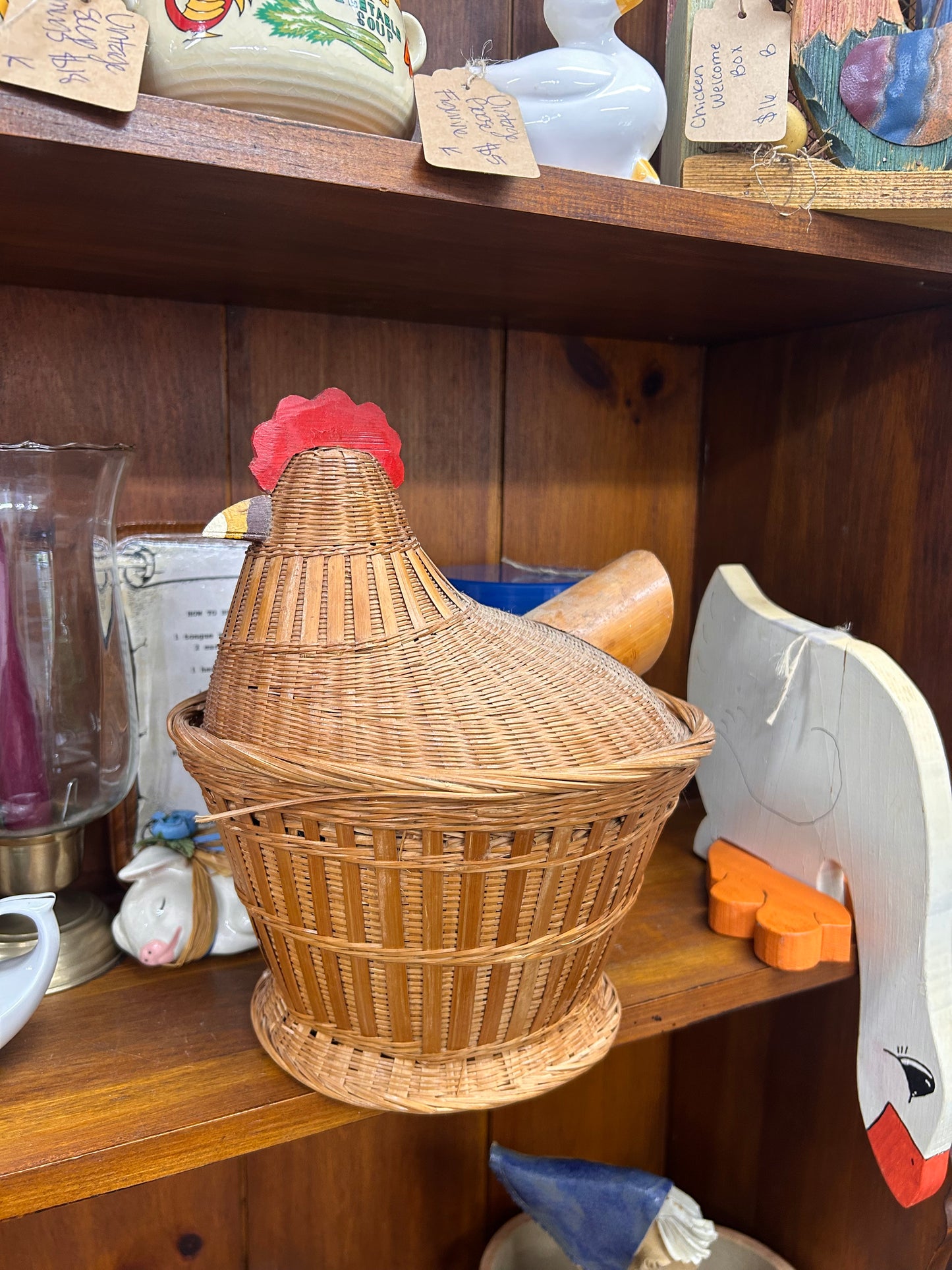Vintage Large Wicker Chicken Basket - As Is