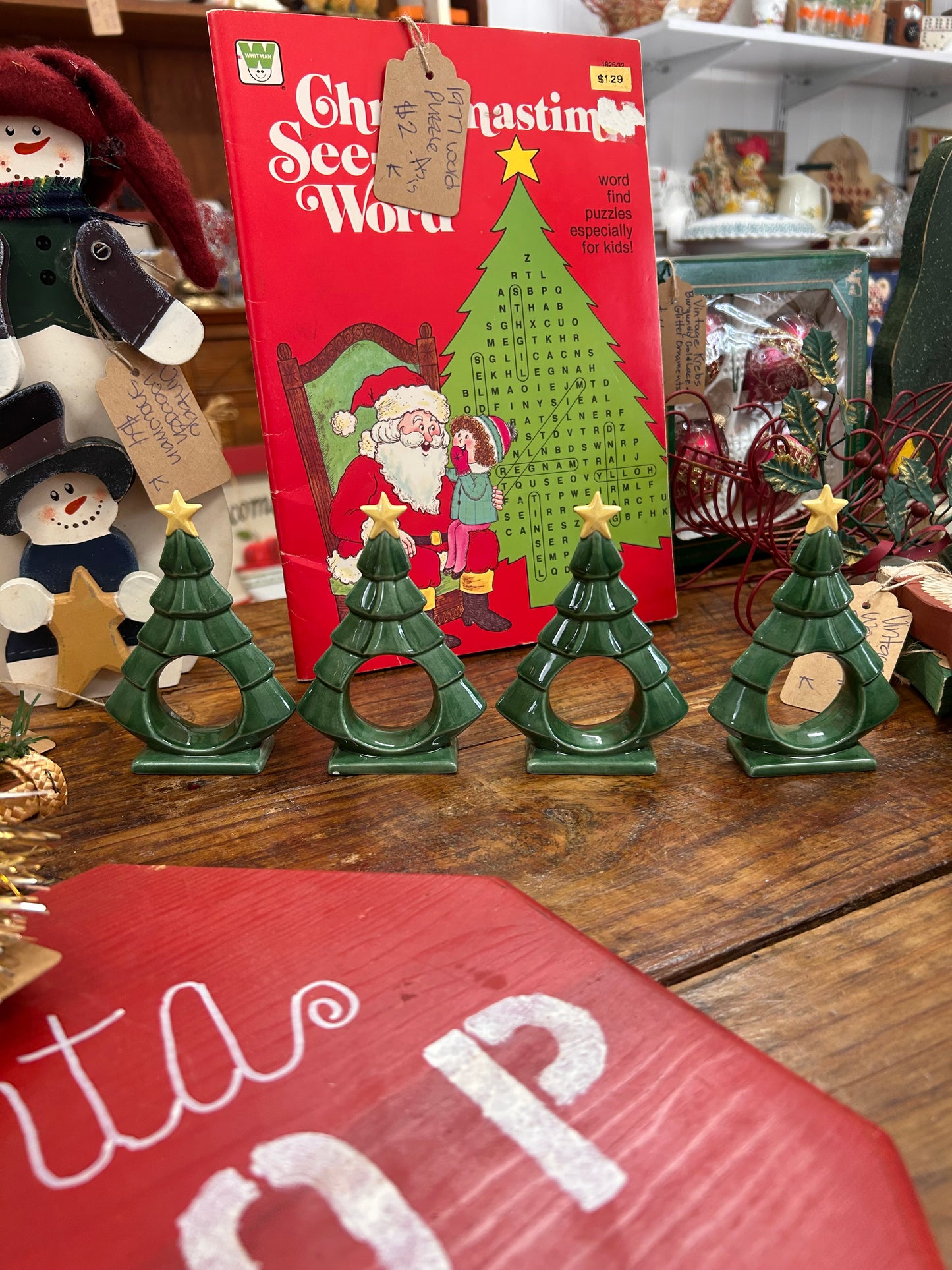 1970s Christmas Tree Napkin Holders - Set Of 4