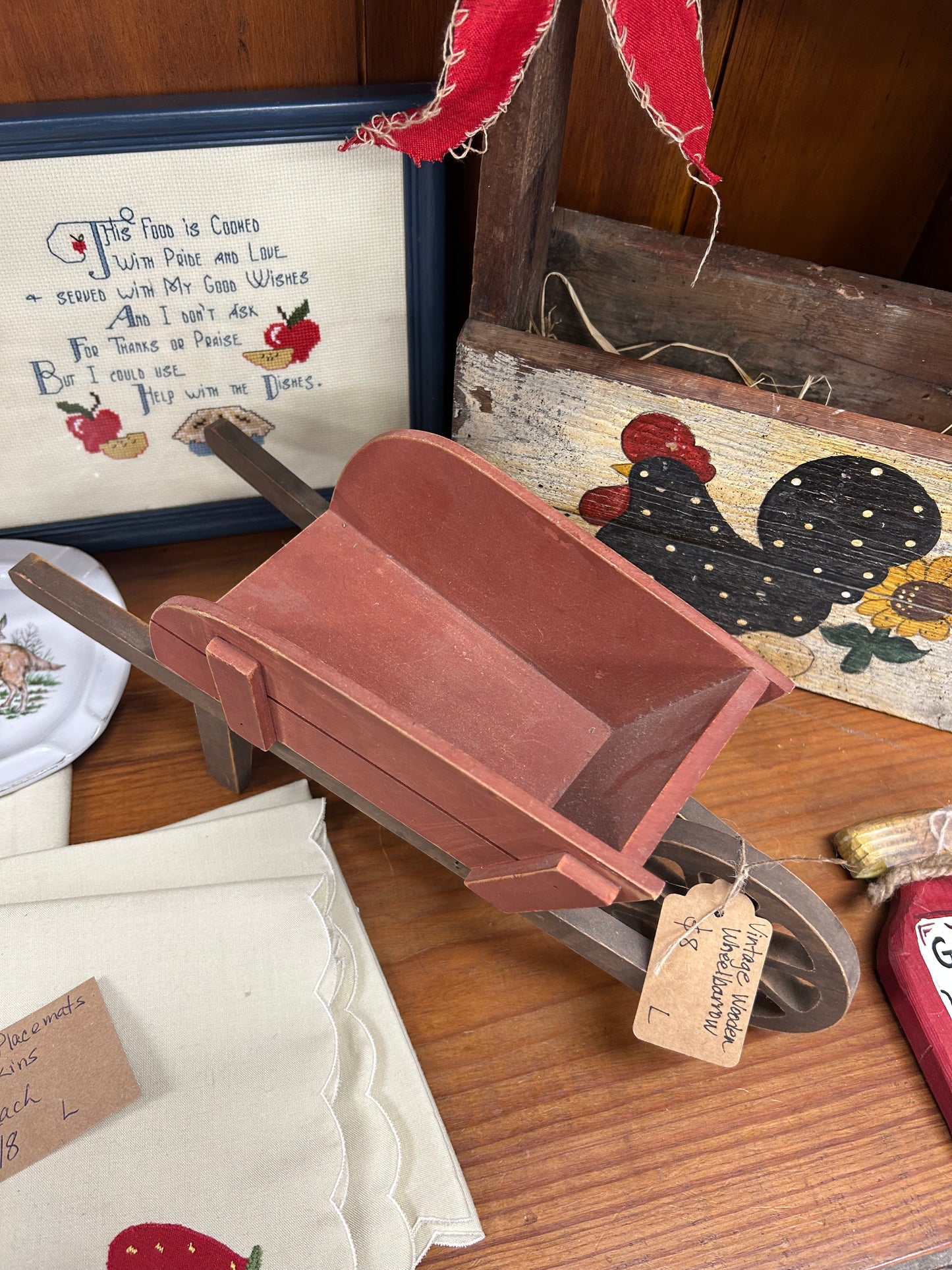 Vintage Wooden Wheelbarrow