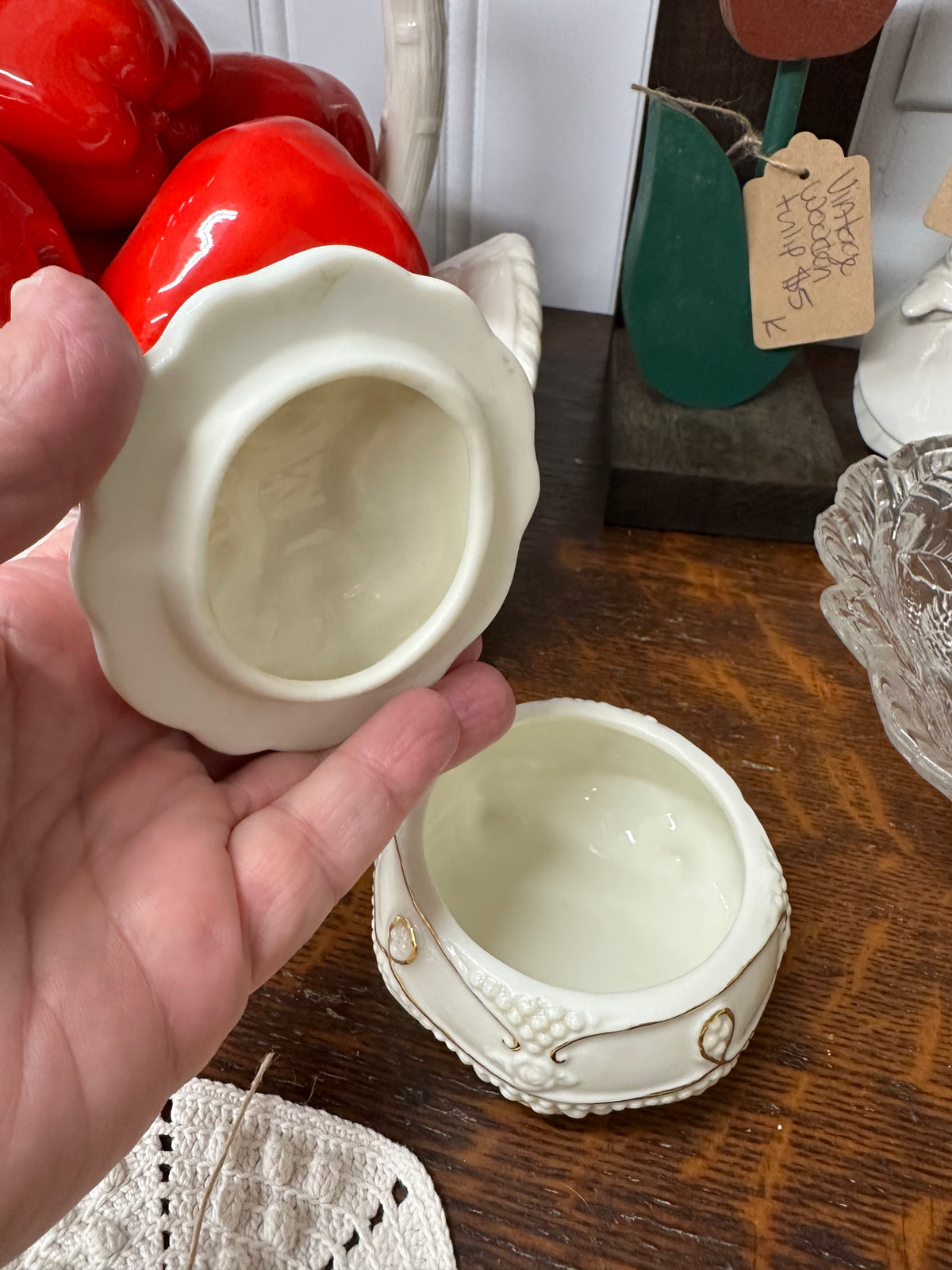 Vintage Porcelain Gold Trim Trinket Box
