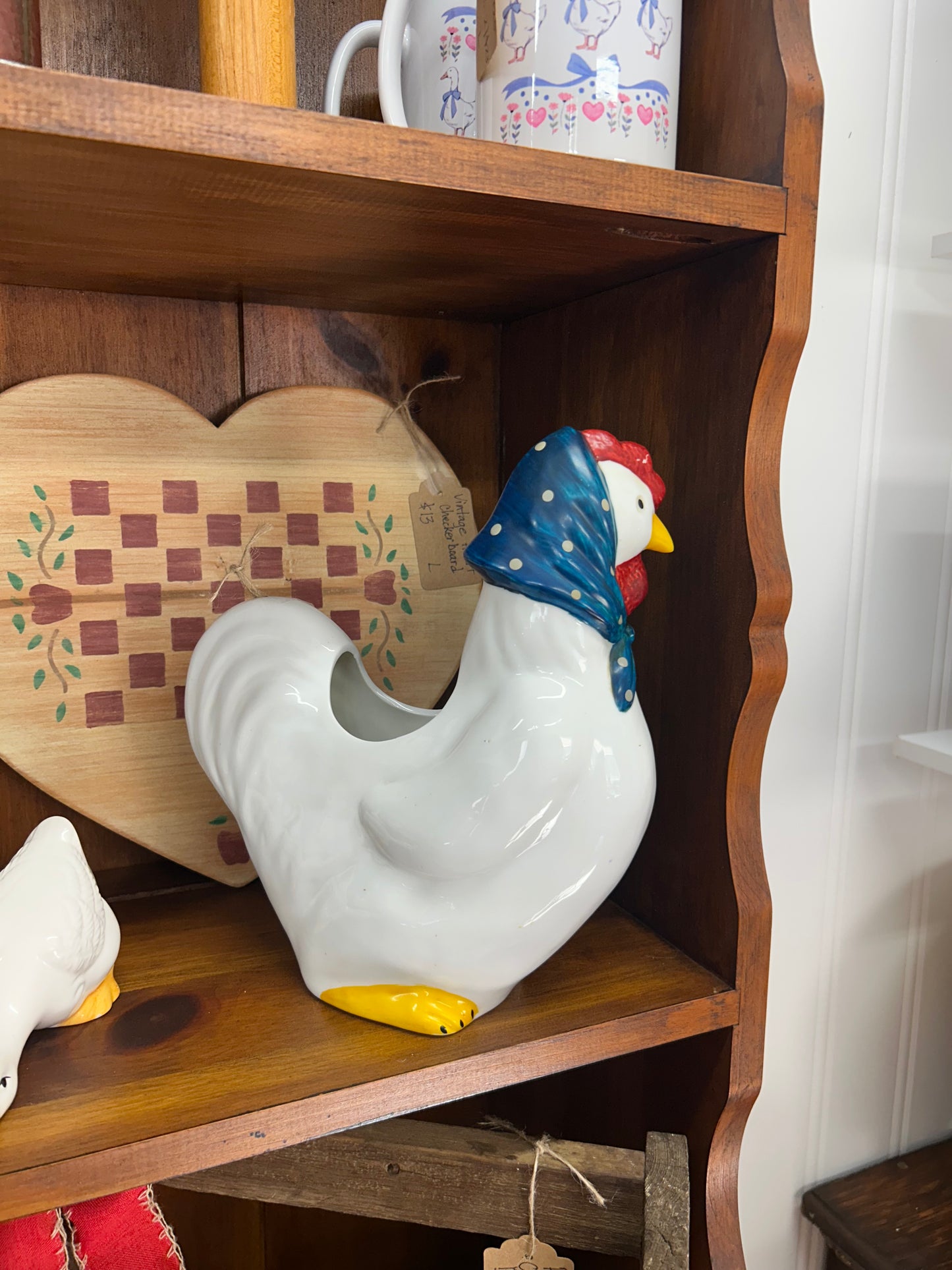 Vintage Chicken With Scarf Planter