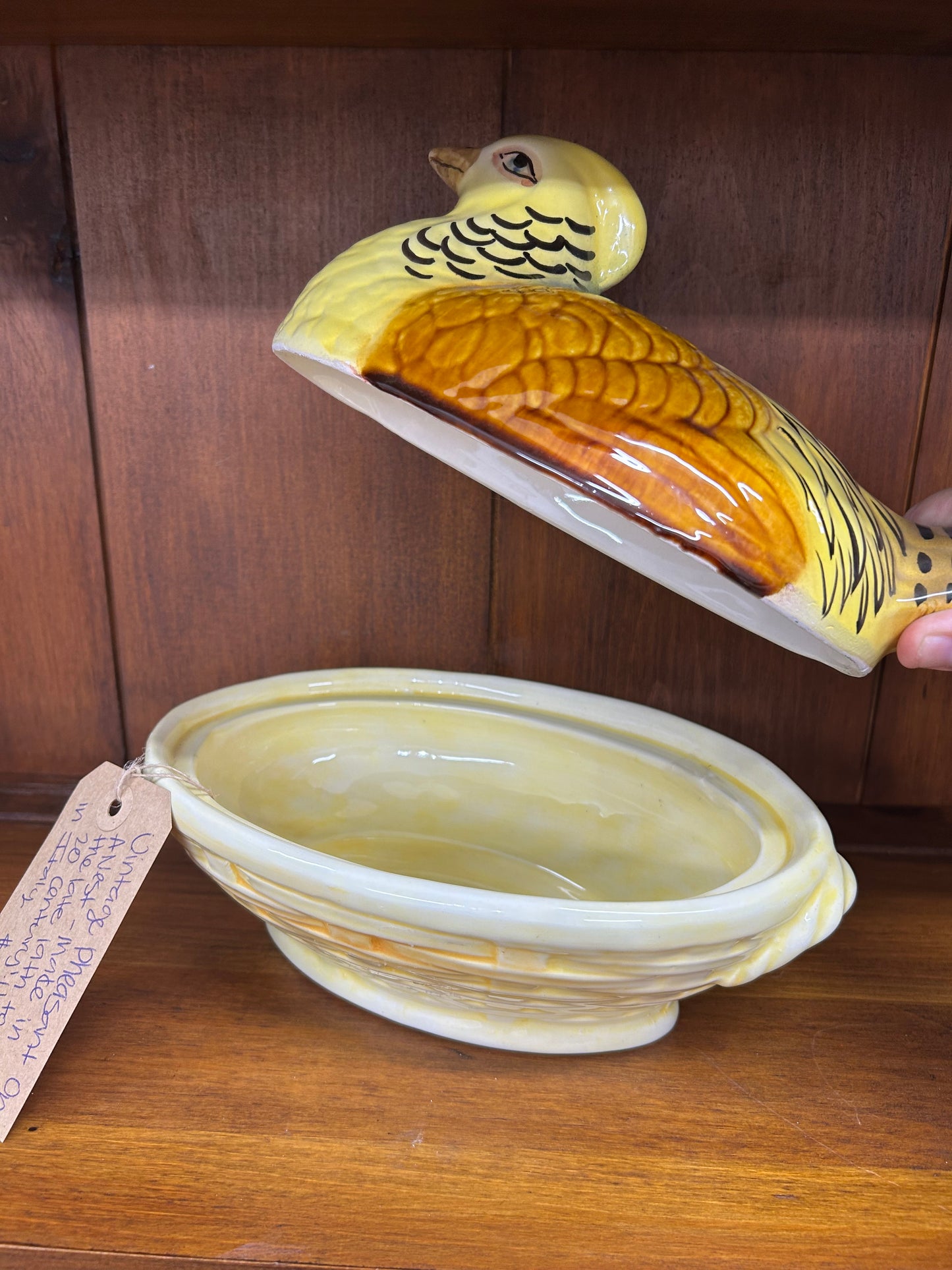 Vintage Pheasant On A Nest - Made in the late 19th to early 20th century - Hand Painted In Italy