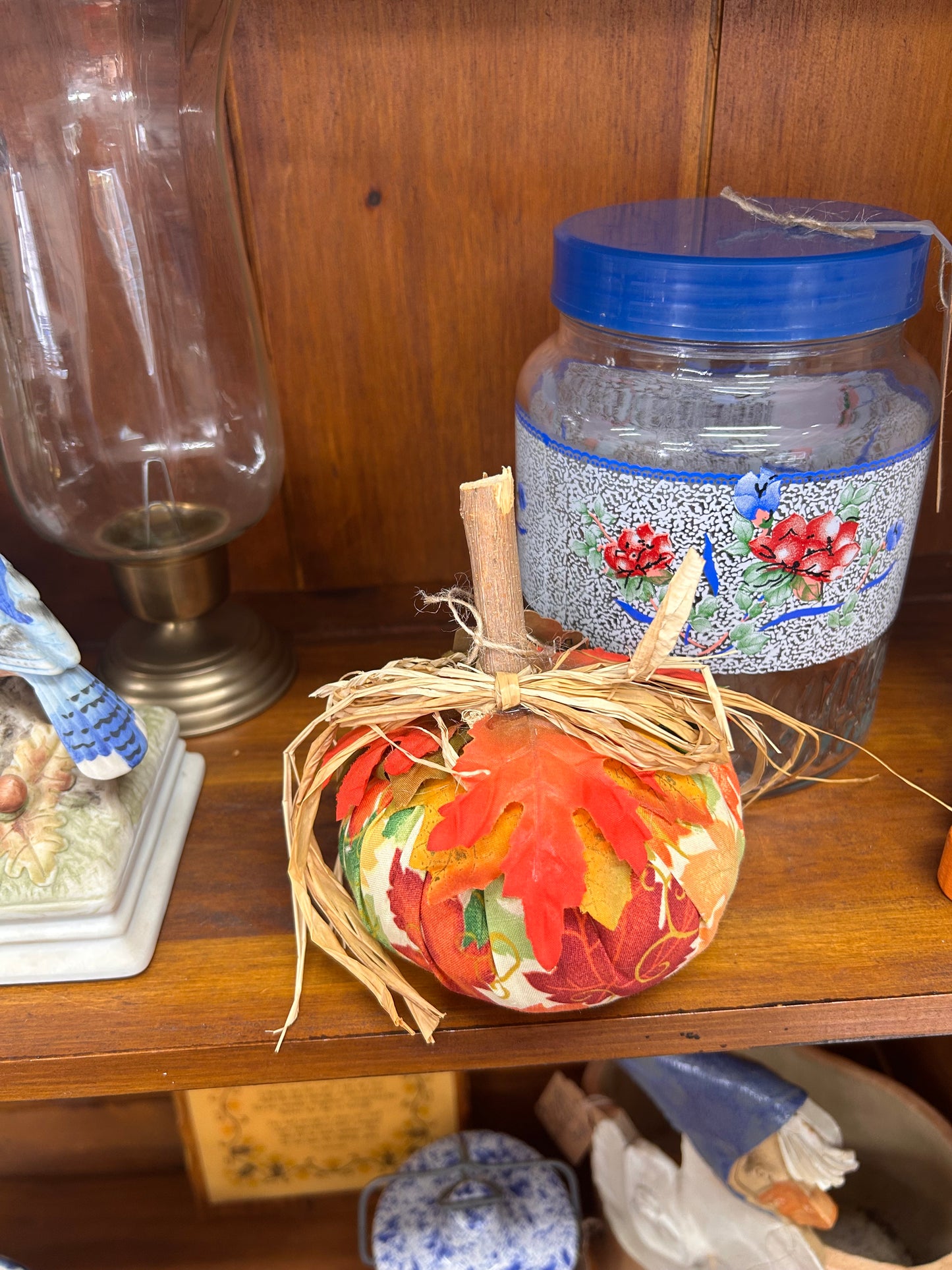 Cloth Pumpkin With Straw Bow