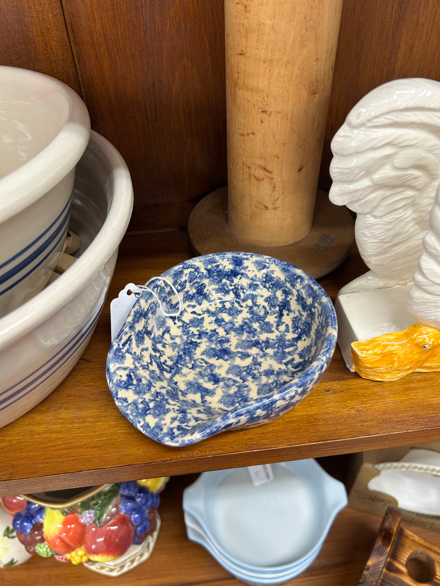 Blue Crock Splatter Spoon Rest - NEW