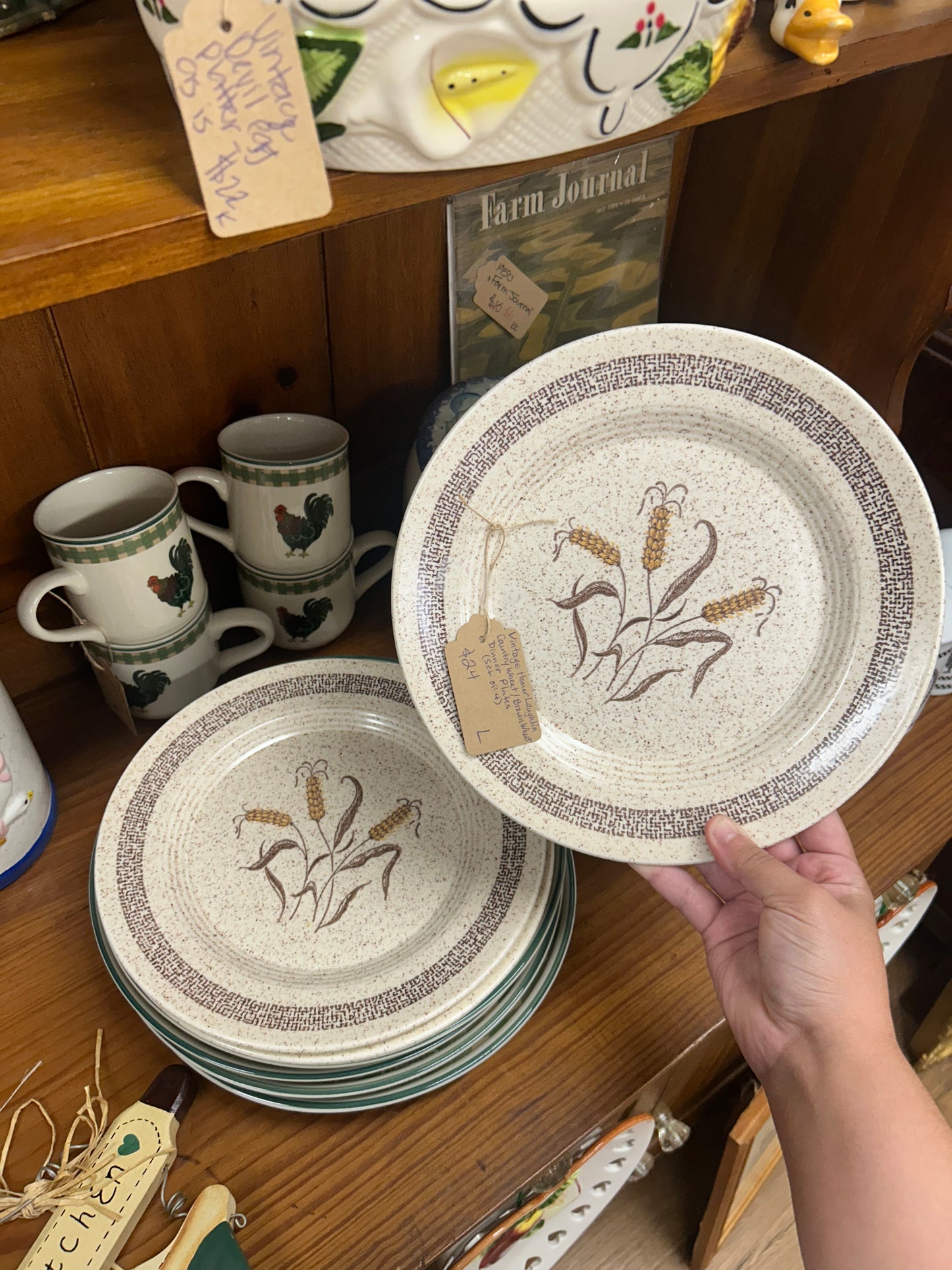 Vintage Homer Laughlin Country Wheat/Brown Wheat Dinner Plates - Set Of 4