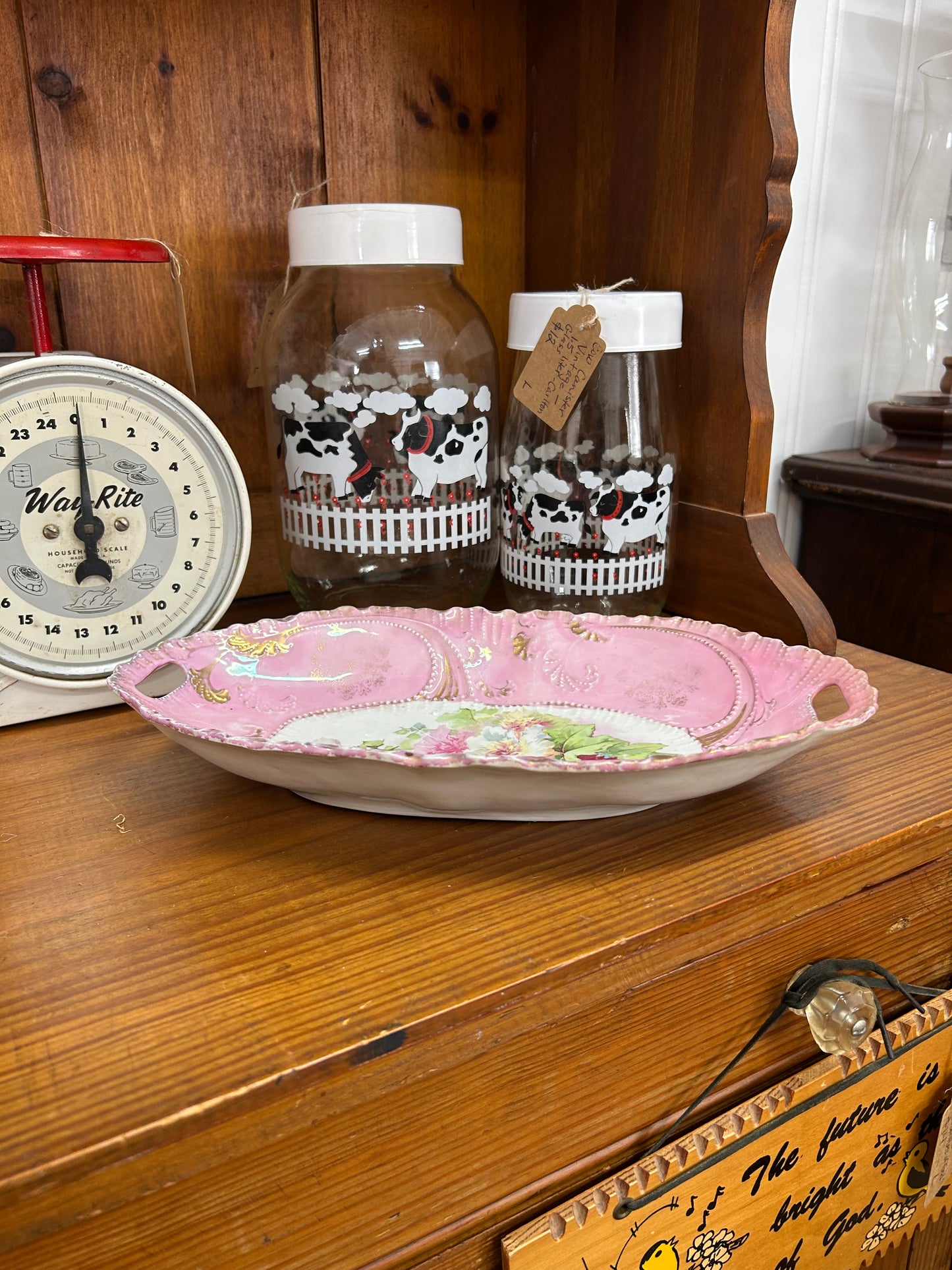 Vintage Pink Floral Dish