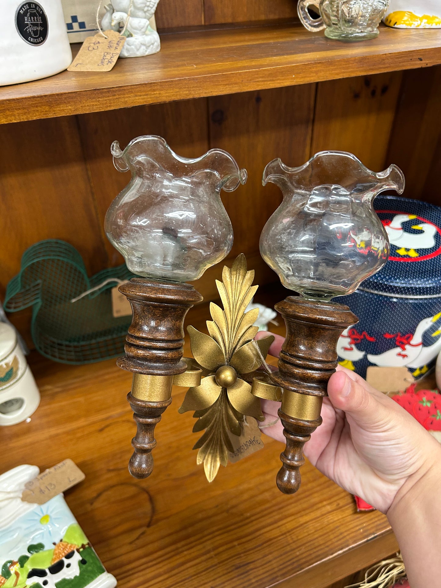 Vintage Wood/Metal Wall Sconce