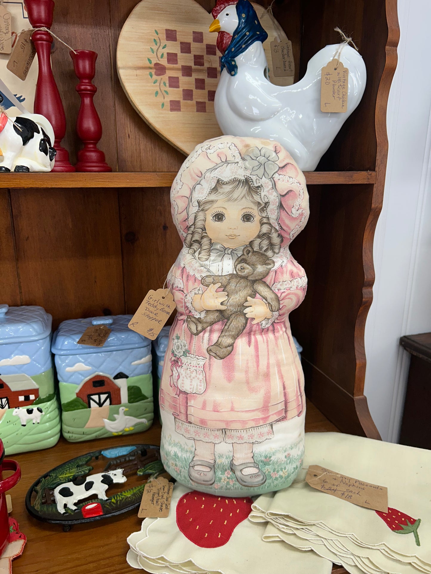 Girl With Teddy Bear Door Stopper