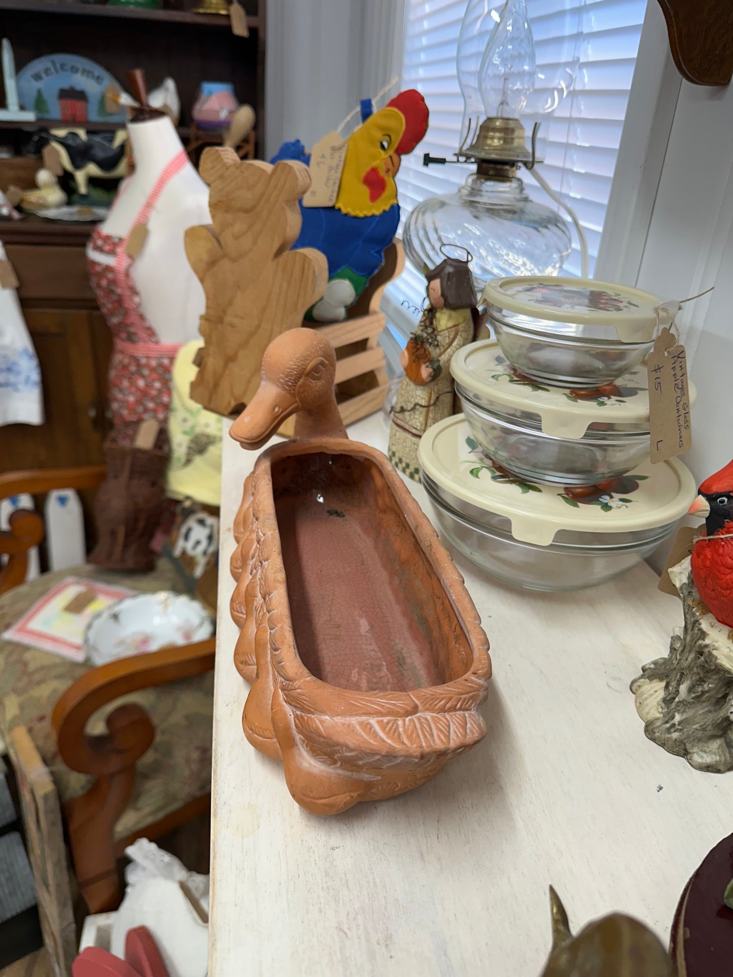 Vintage Terracotta Duck Planter