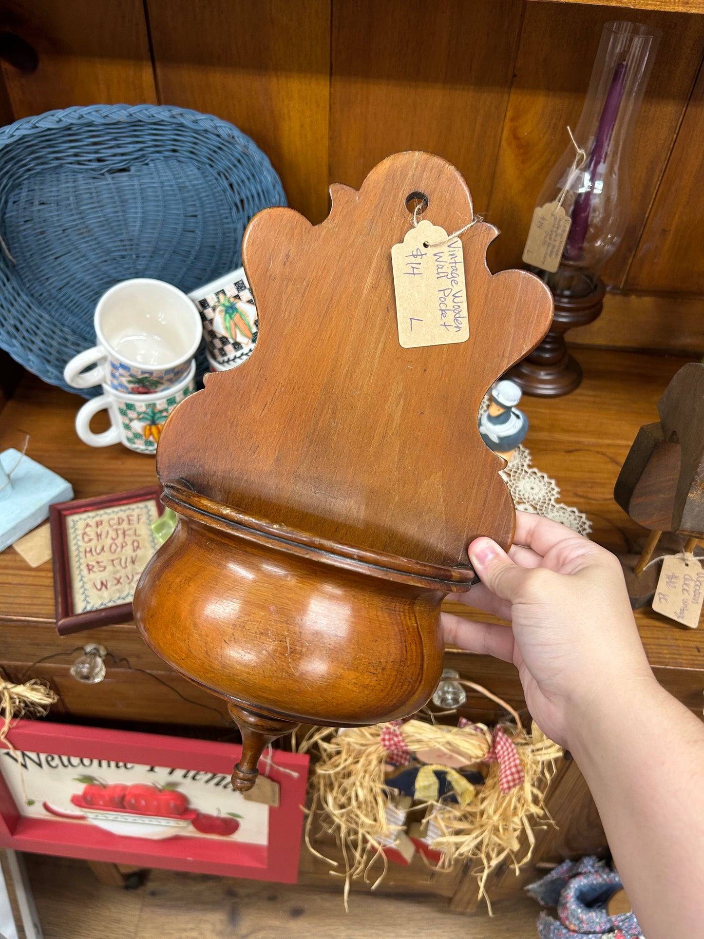 Vintage Wooden Wall Pocket