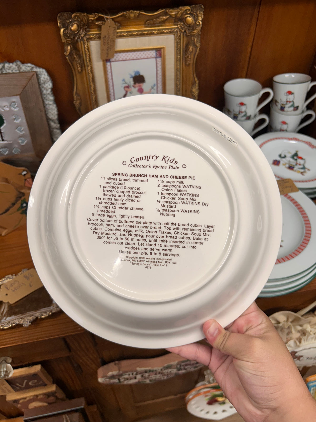 1989 Watkins Ceramic Pie Plate Country Kids - Spring’s Fancy - Comes in Original Box!