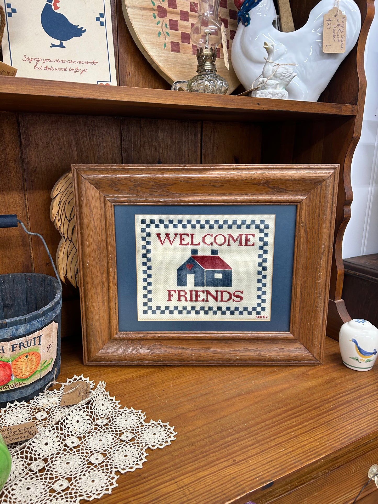 1987 Welcome Friends Needlepoint Frame