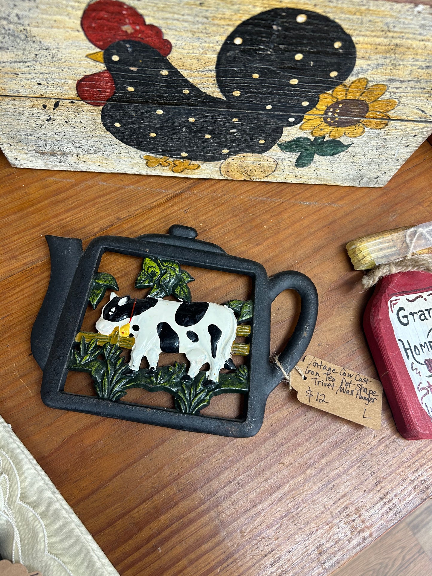 Vintage Cast Iron Tea Pot Trivet/Wall Hanger