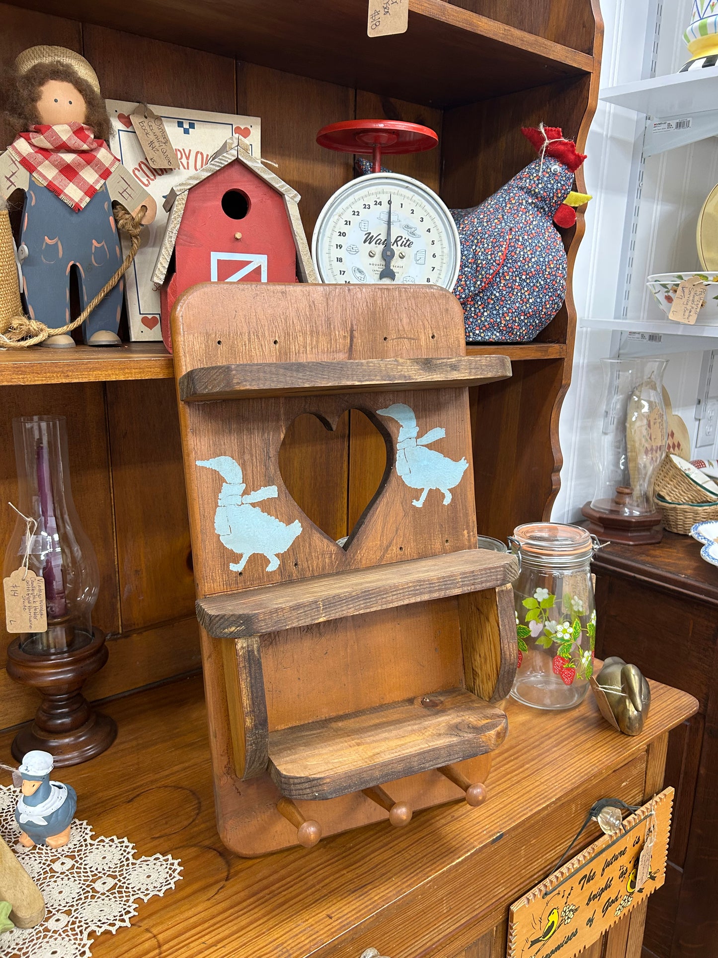Handmade Wooden Heart/Goose Shelf