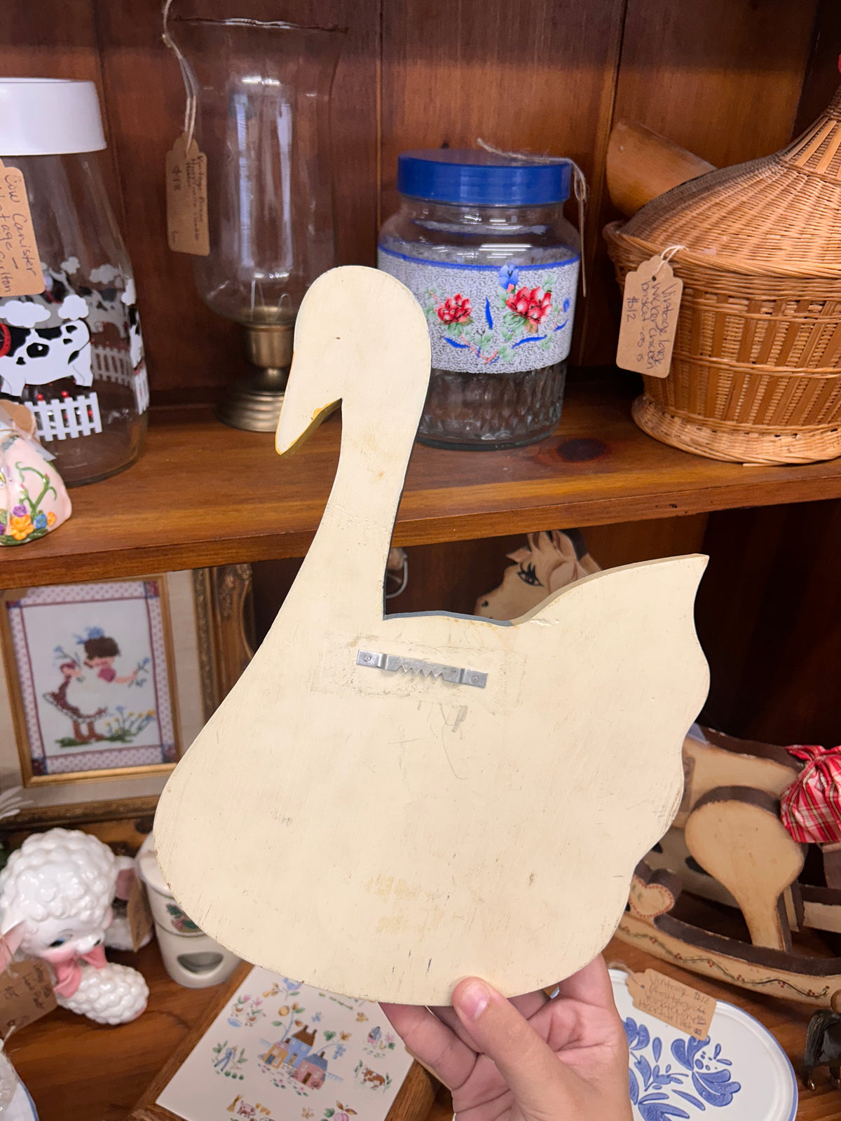 Vintage Wooden Welcome Friend Goose Hanger