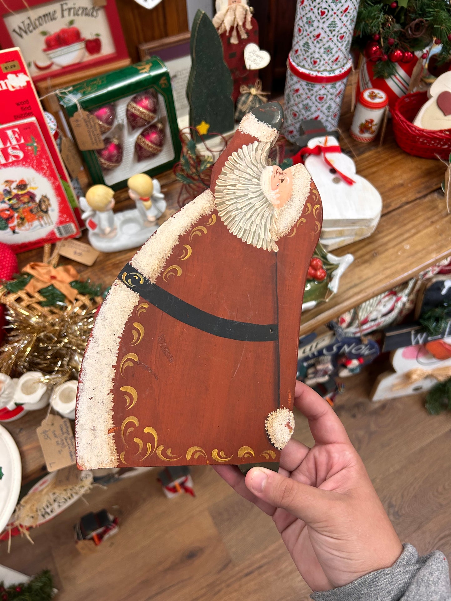 Vintage Wooden Santa