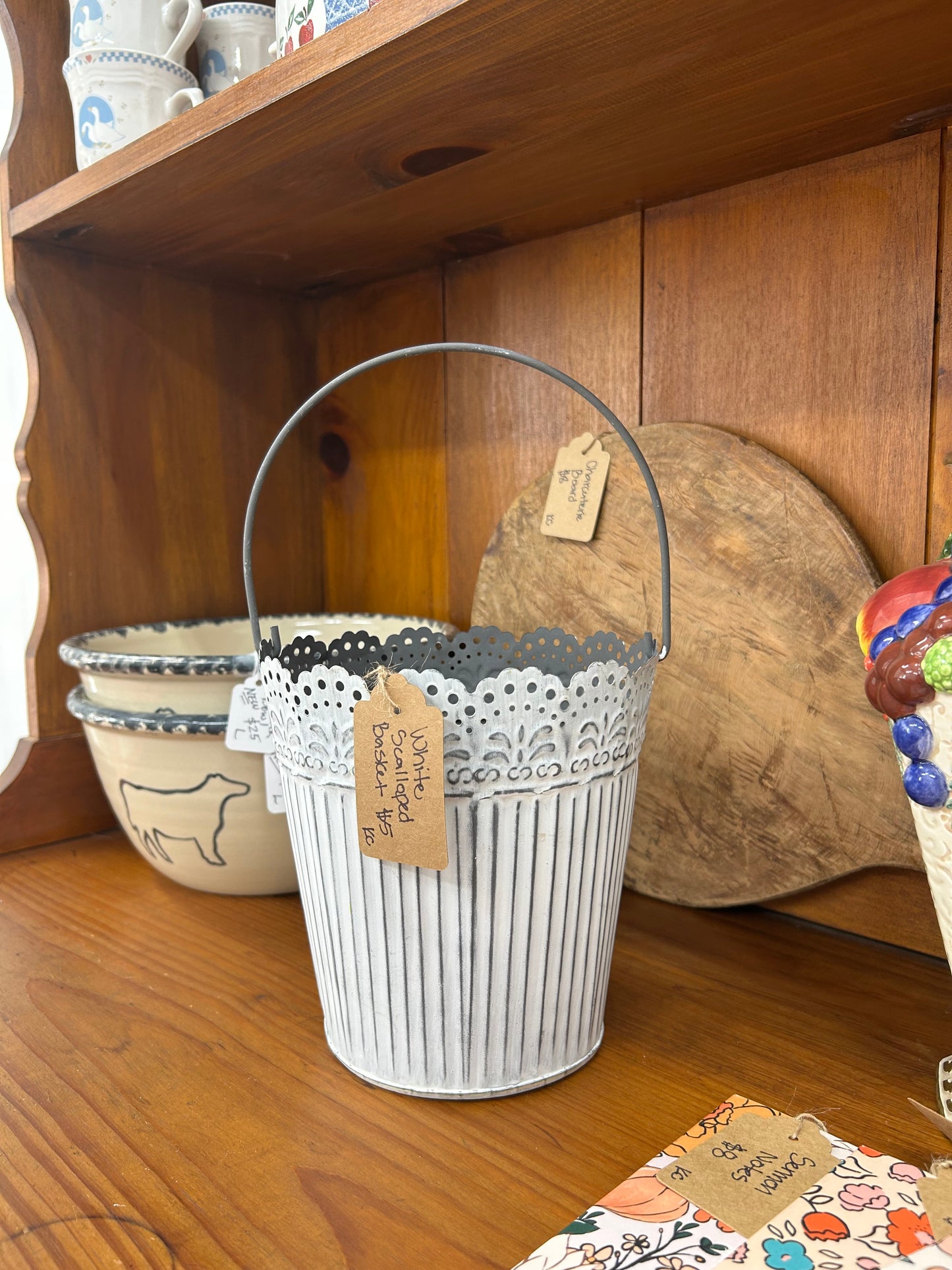 White Scalloped Basket