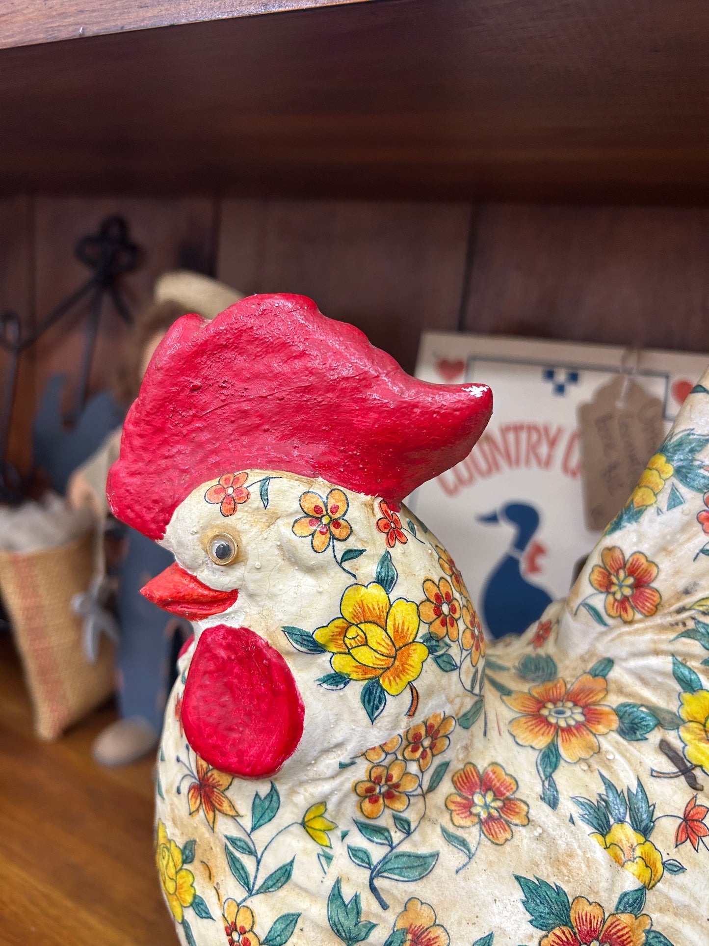 Vintage Floral Concrete Chicken - Local Pickup Only - As Is See Pictures