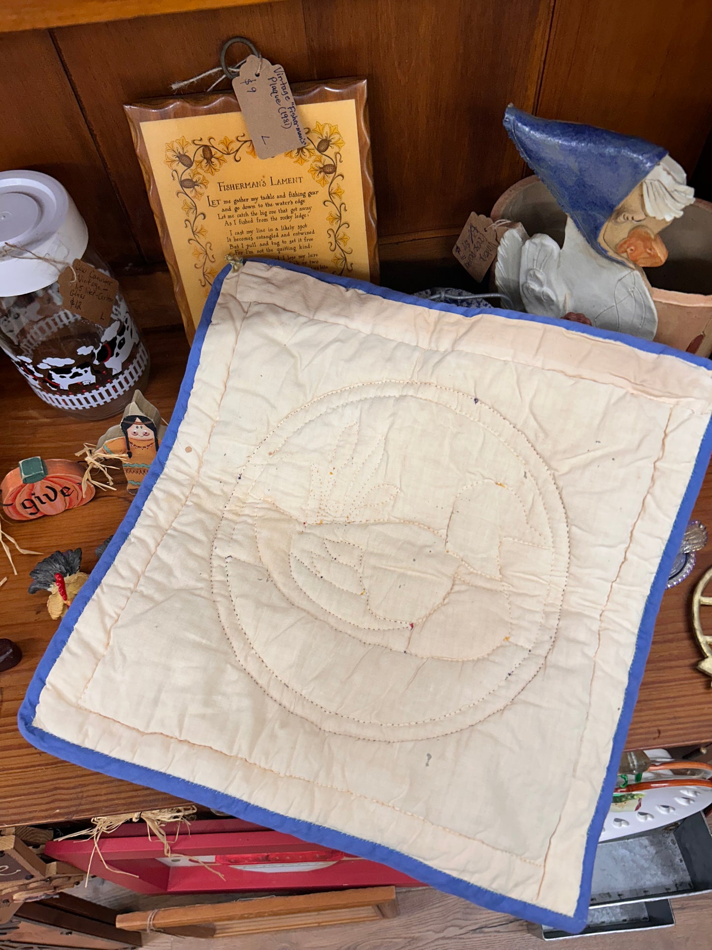 Vintage Quilted Duck Wall Hanger - As Is - See Pictures
