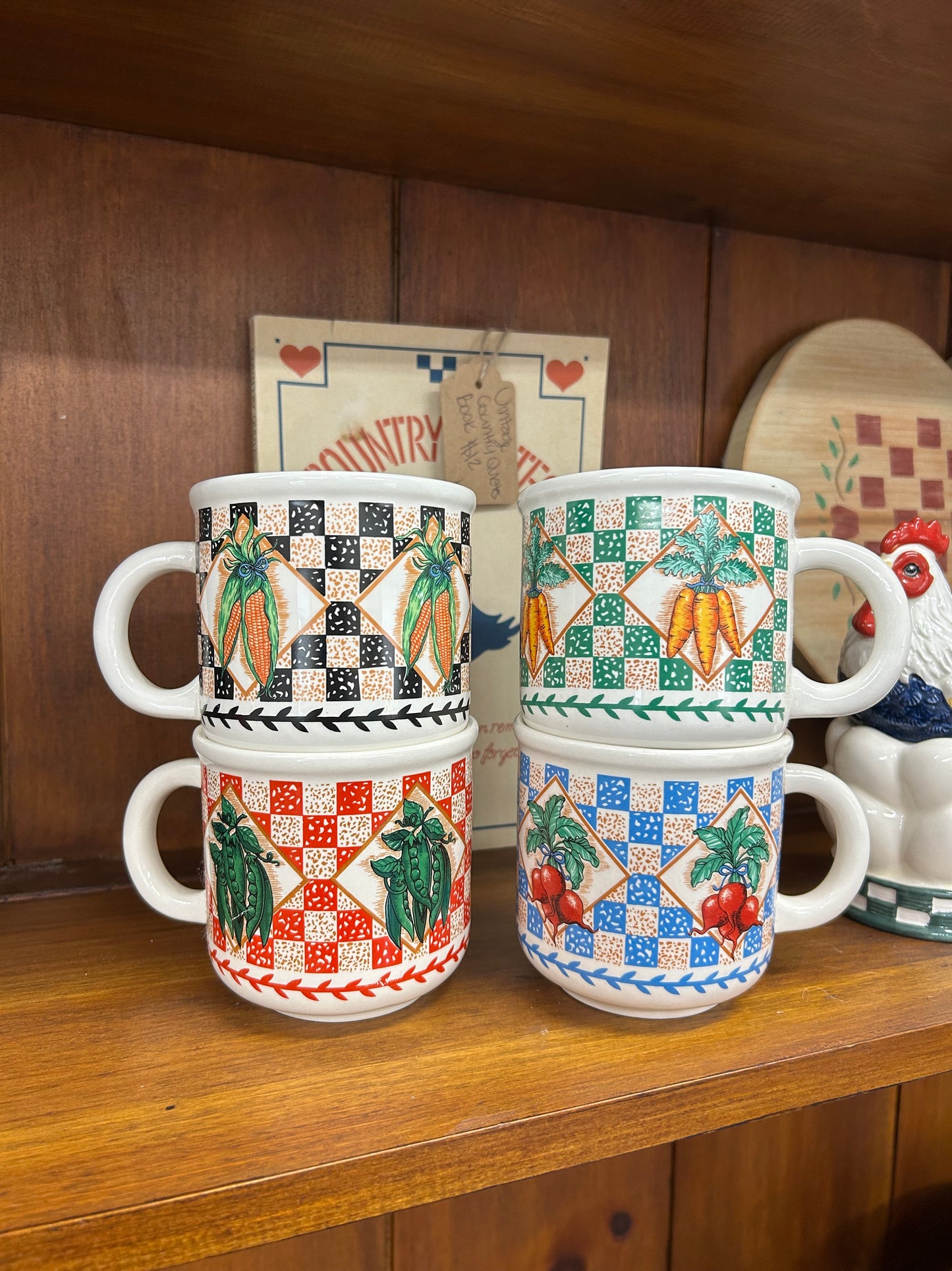 Vintage Vegetable Mugs - Set Of 4