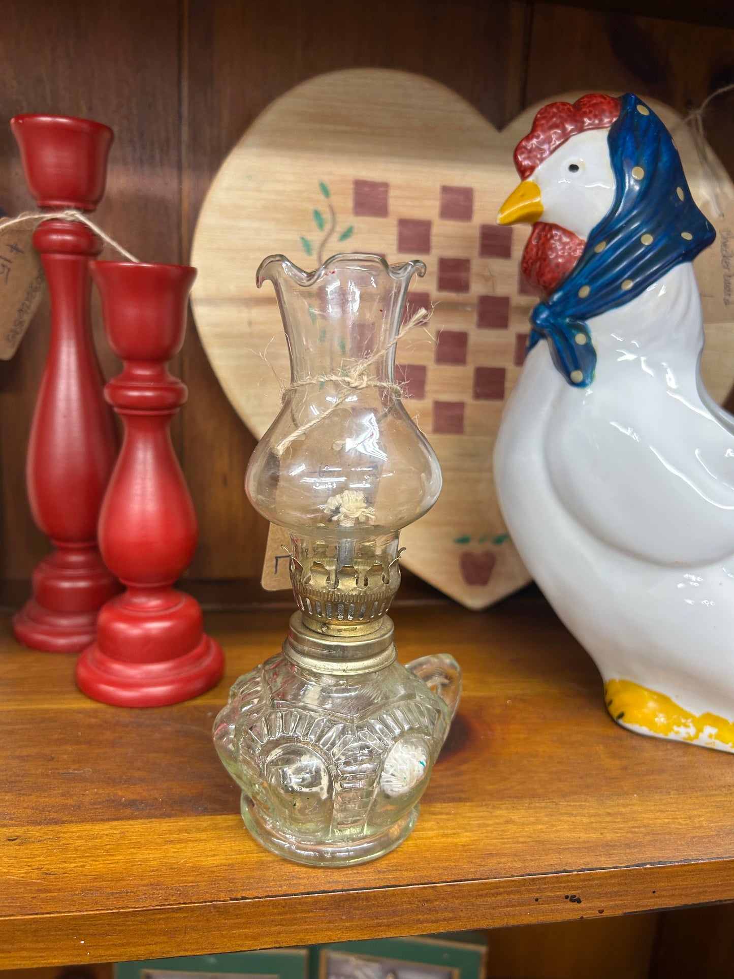 Vintage Pressed Glass Miniature Oil Lamp