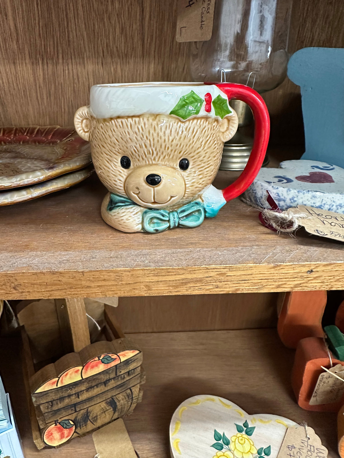 Vintage Ceramic Teddy Bear Christmas Mug