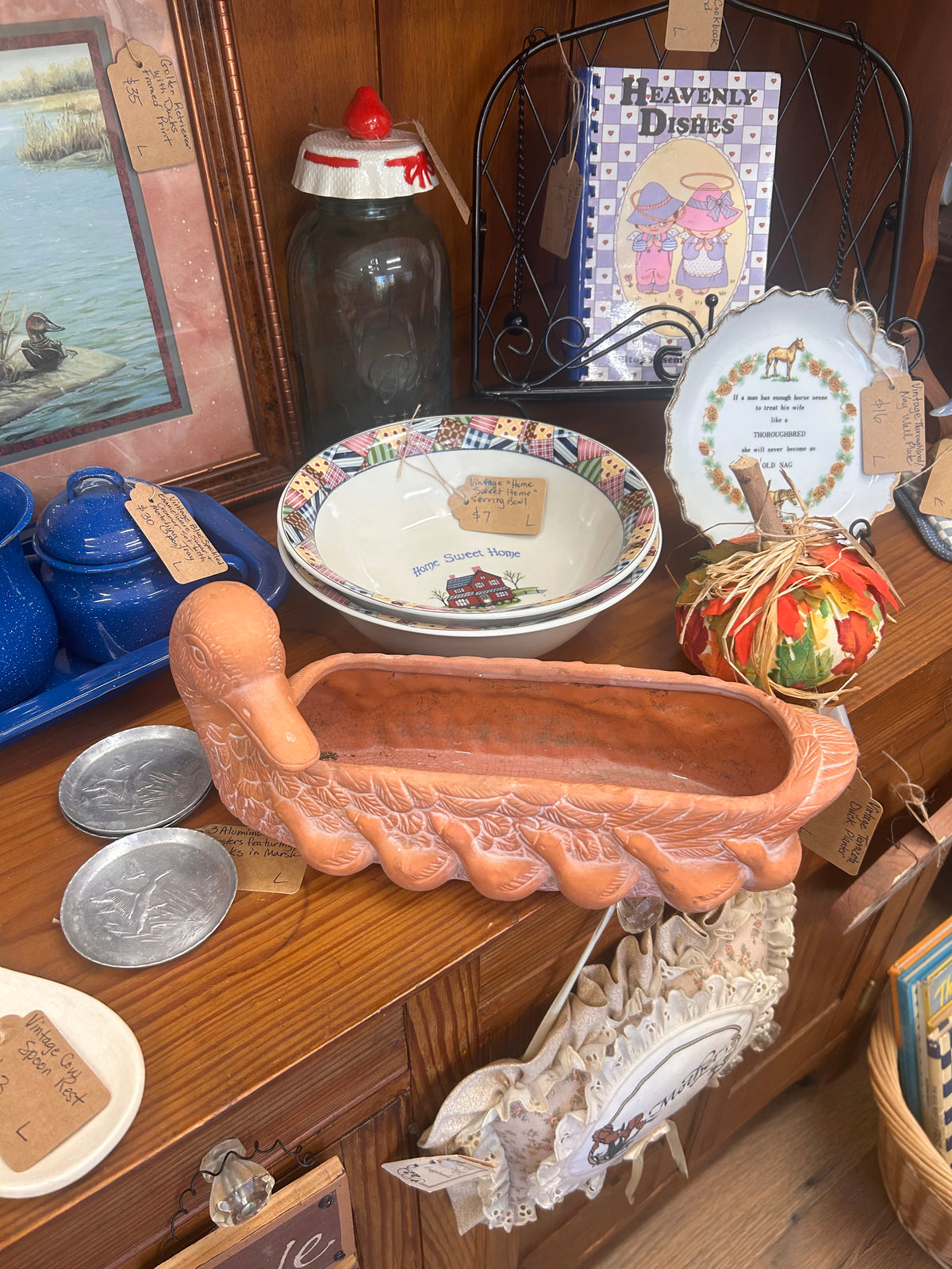 Vintage Terracotta Duck Planter