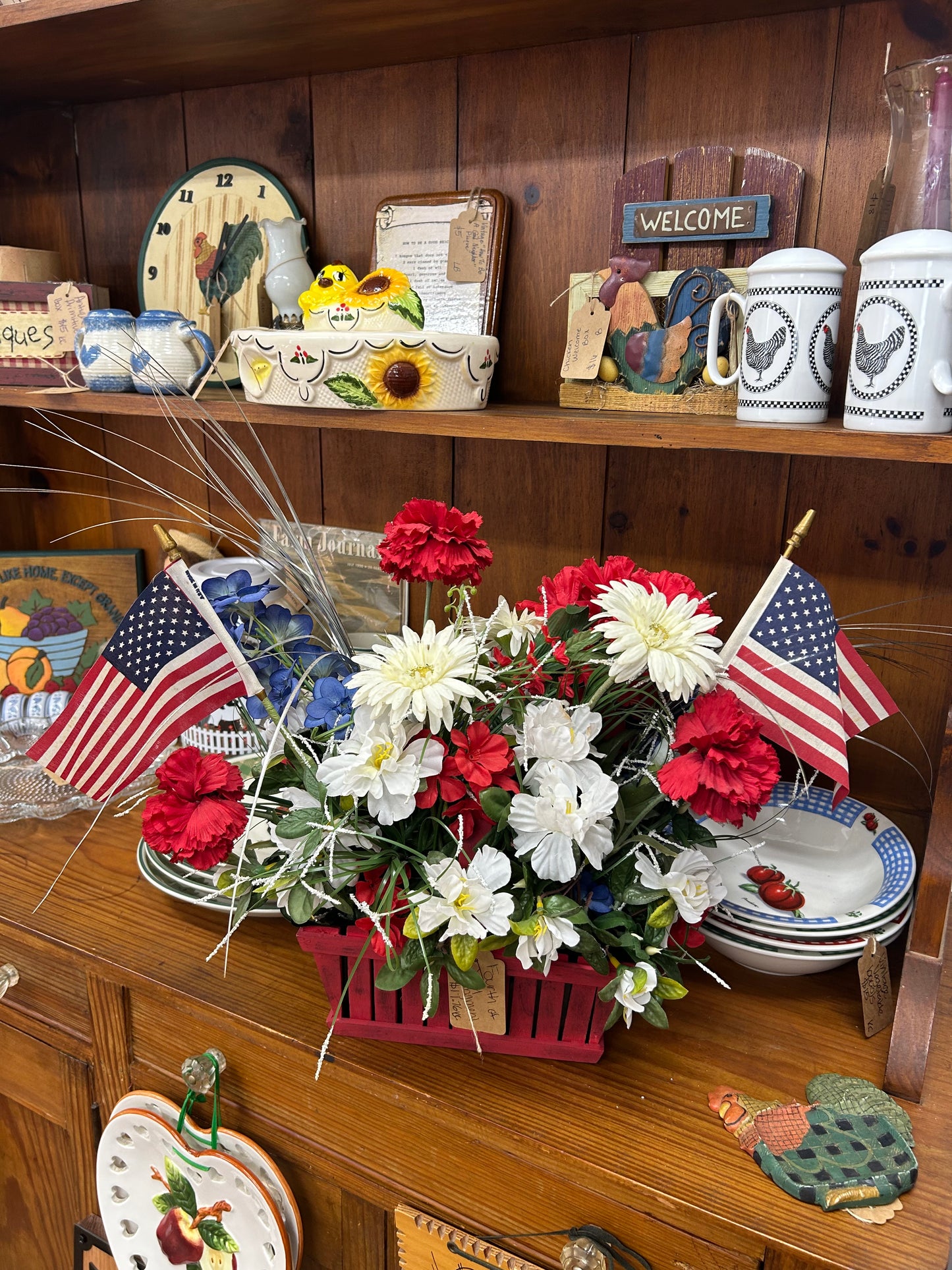 Vintage 4th Of July Silk Floral Arrangement