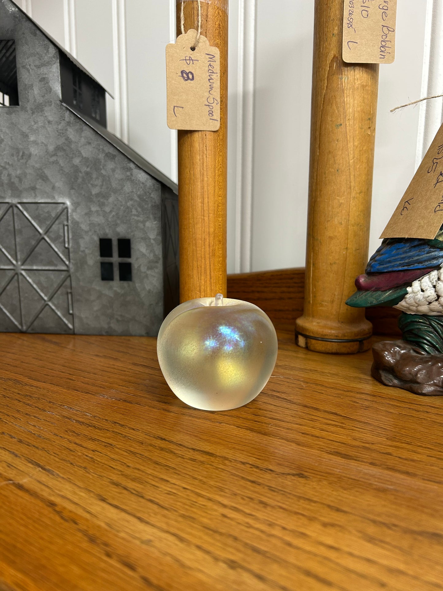 Vintage Frosted Apple Iridescent Art Glass