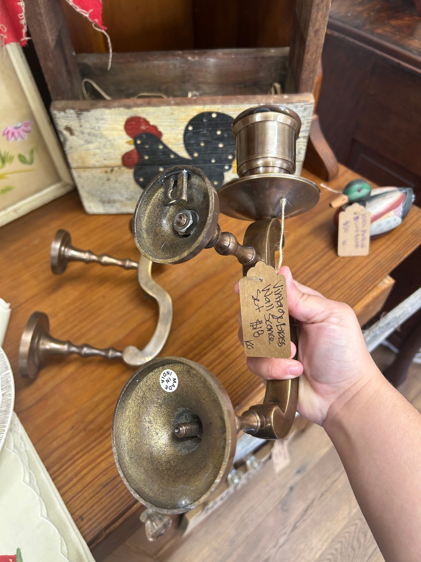 Vintage Brass Wall Sconce Set - HEAVY!