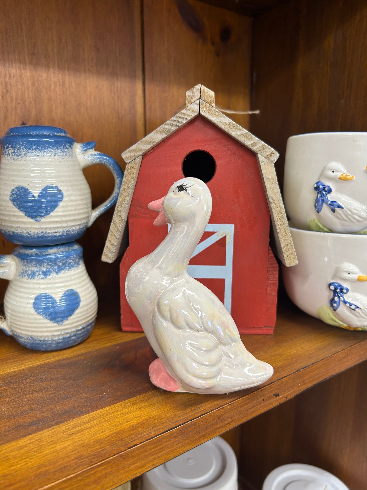 Goose With Pink Figurine