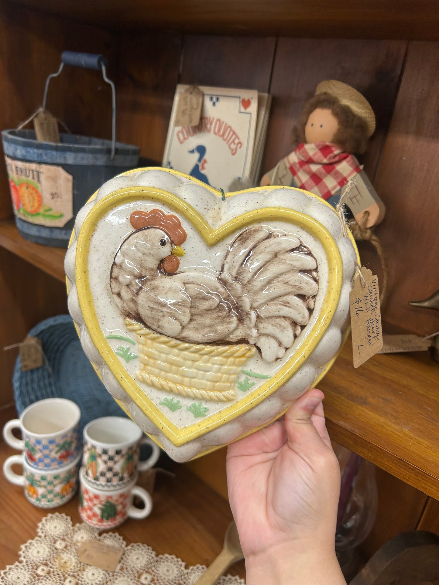 Vintage Chicken Heart Wall Hanger