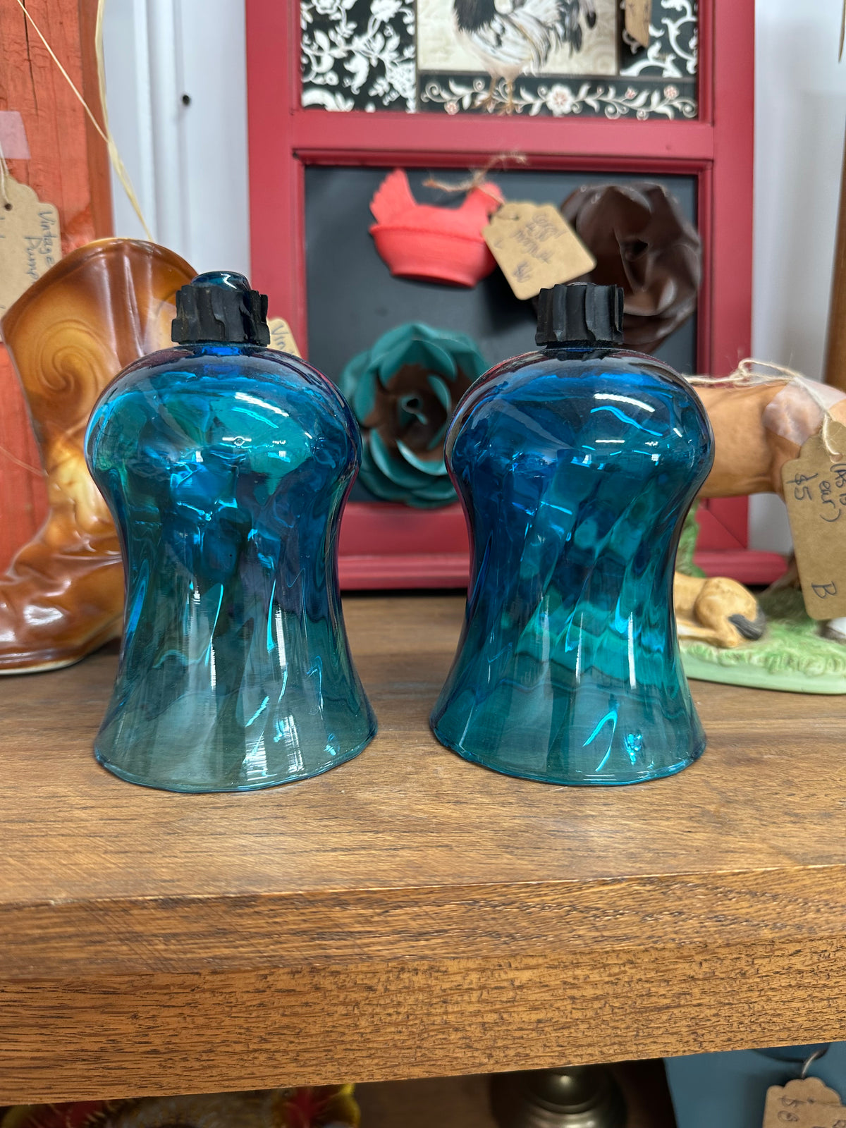 Vintage HOMCO Blue Votive Cups For Wall Sconce - Set Of 2
