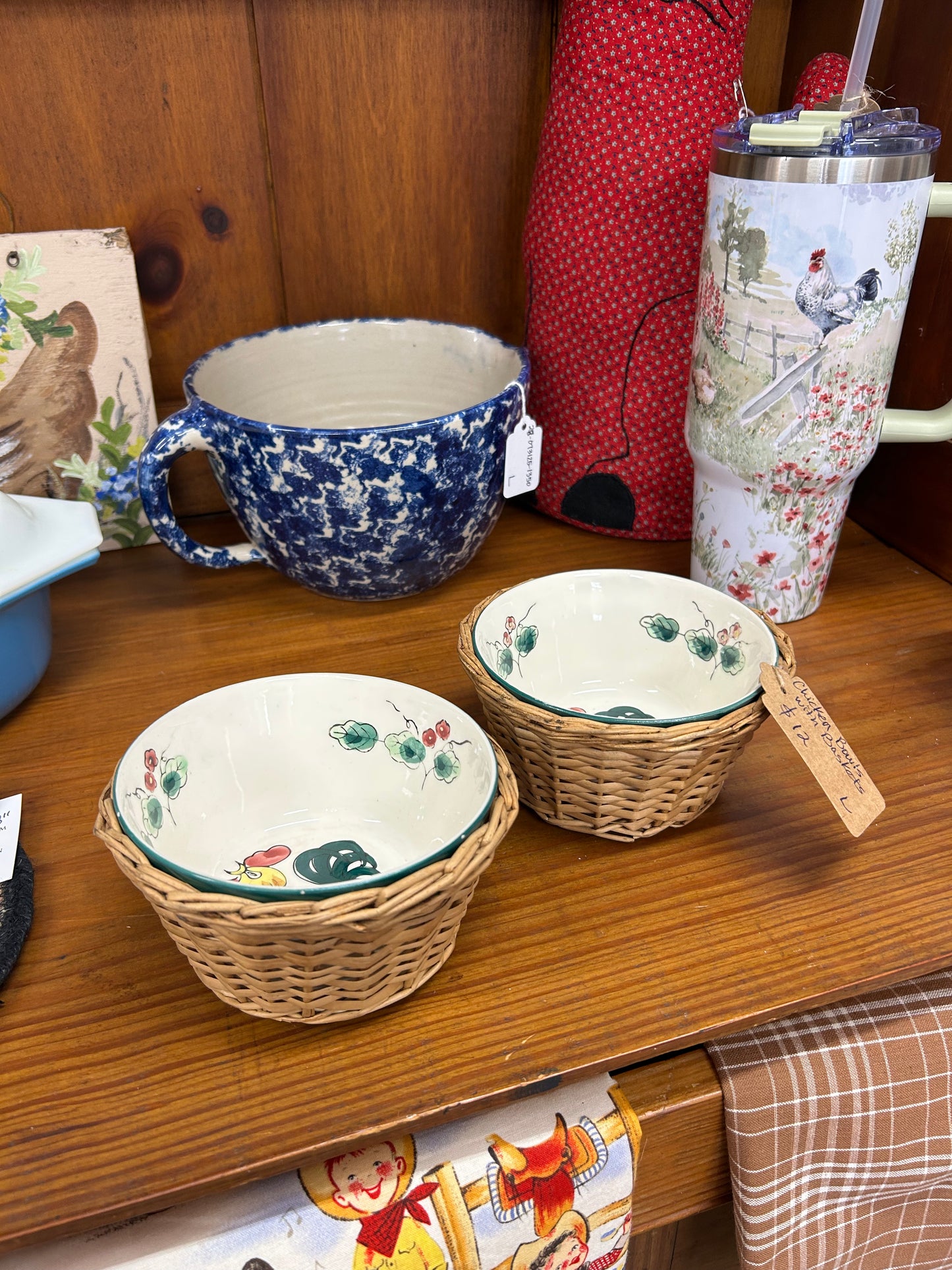 Vintage Chicken Bowls With Baskets