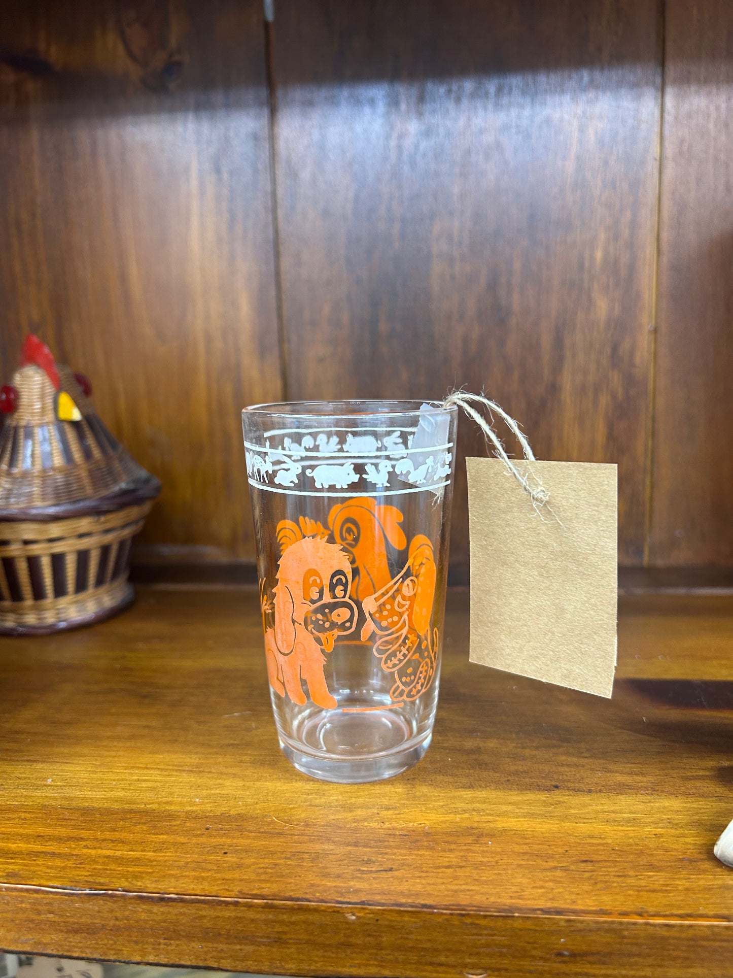 Vintage Chicken & Dog Glass
