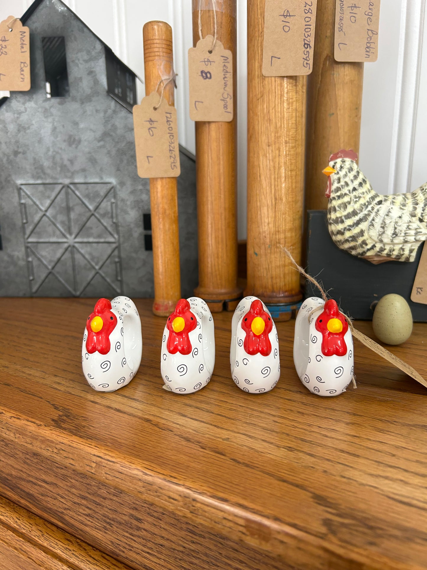 Vintage Rooster Napkin Rings - Set Of 4