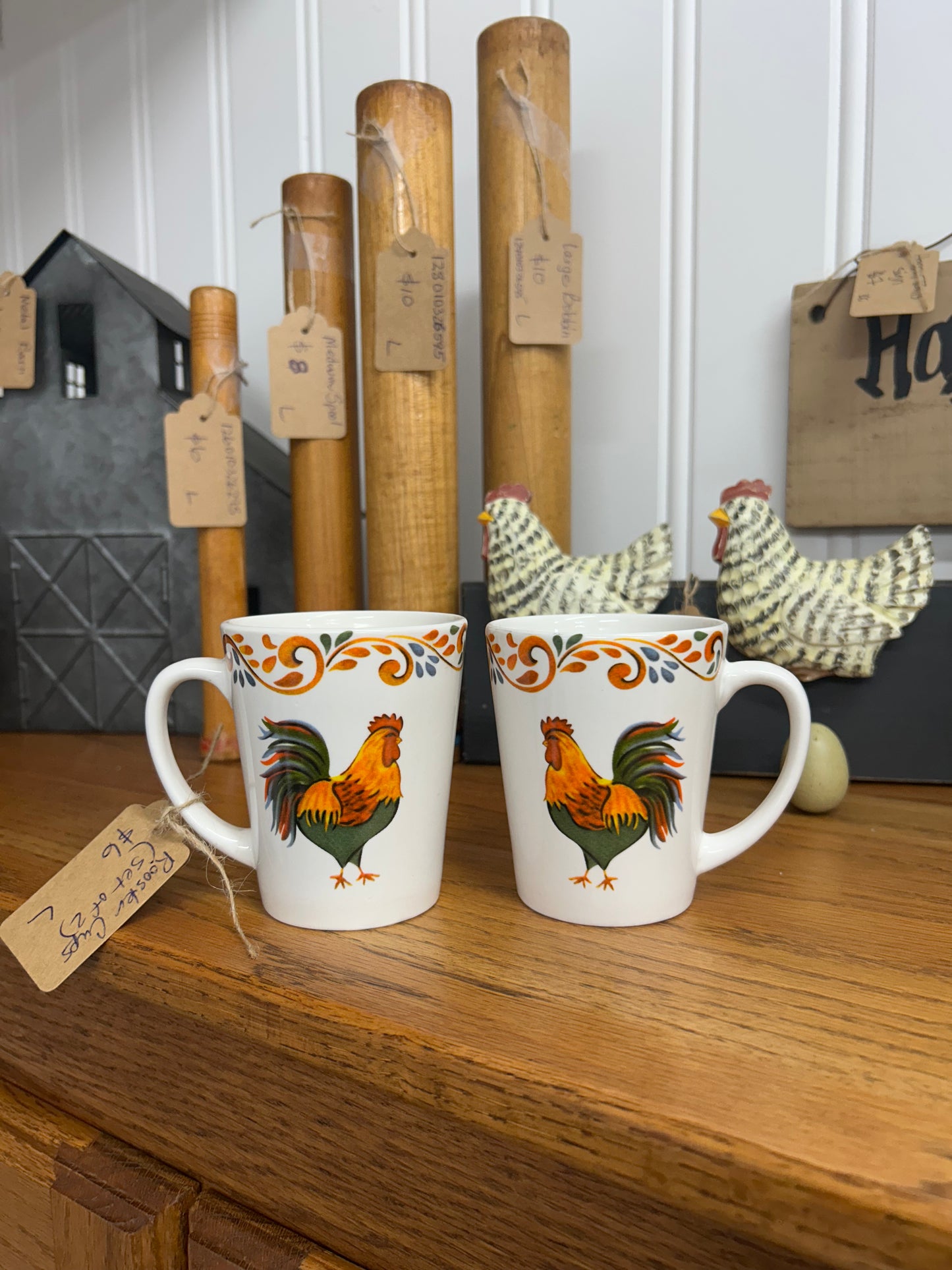 Rooster Cups - Set Of 2