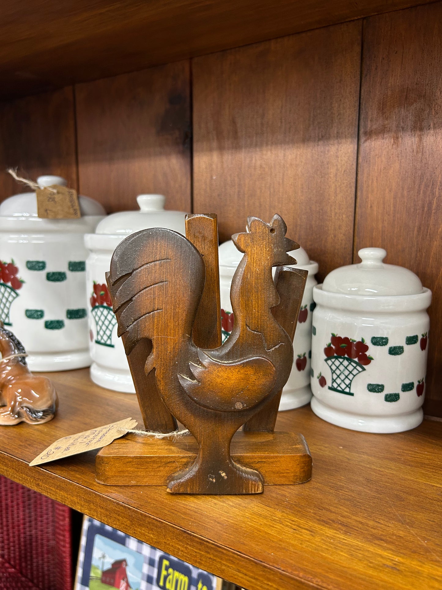 Wooden Rooster Mail Holder