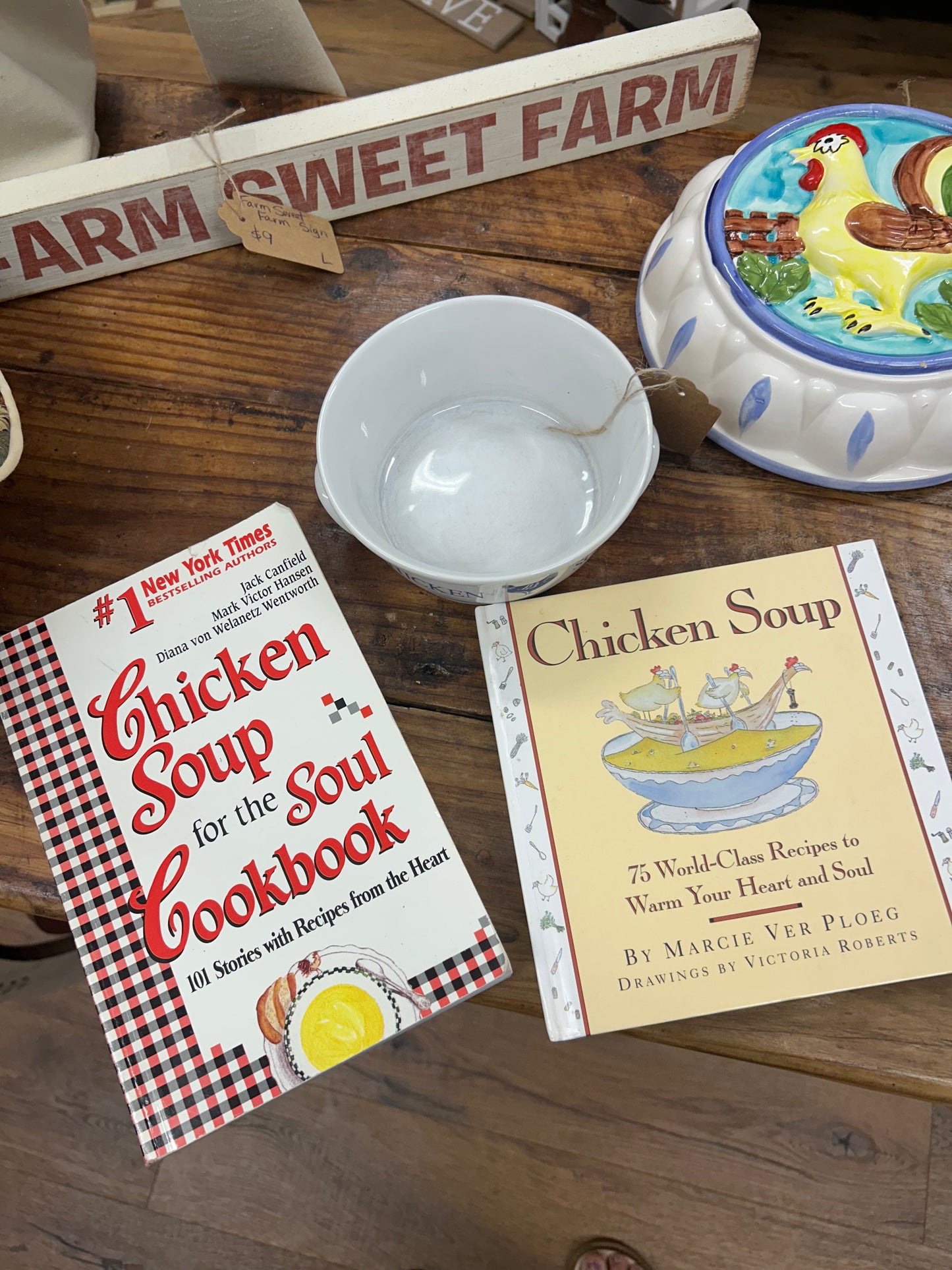 Vintage 1980s Soup Bowl W/ 2 Vintage Cookbooks