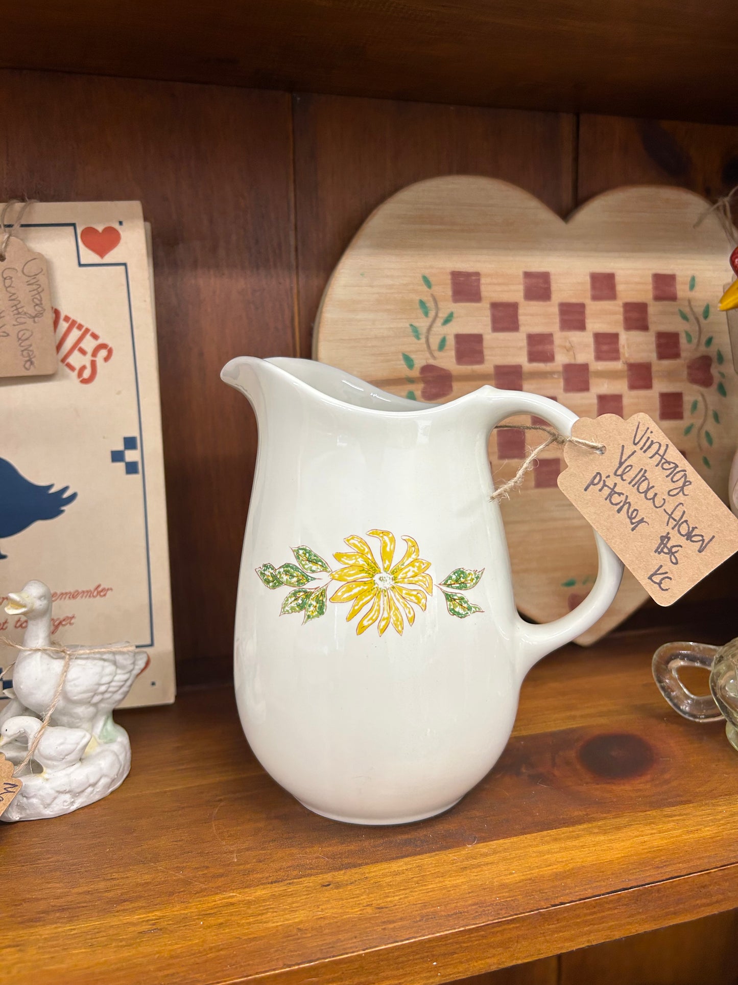 Vintage Yellow Floral Pitcher