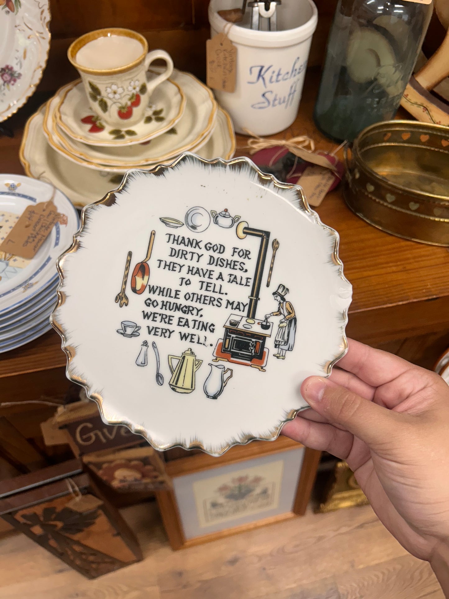 Vintage Thank God For Dirty Dishes Wall Plate