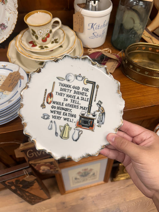 Vintage Thank God For Dirty Dishes Wall Plate