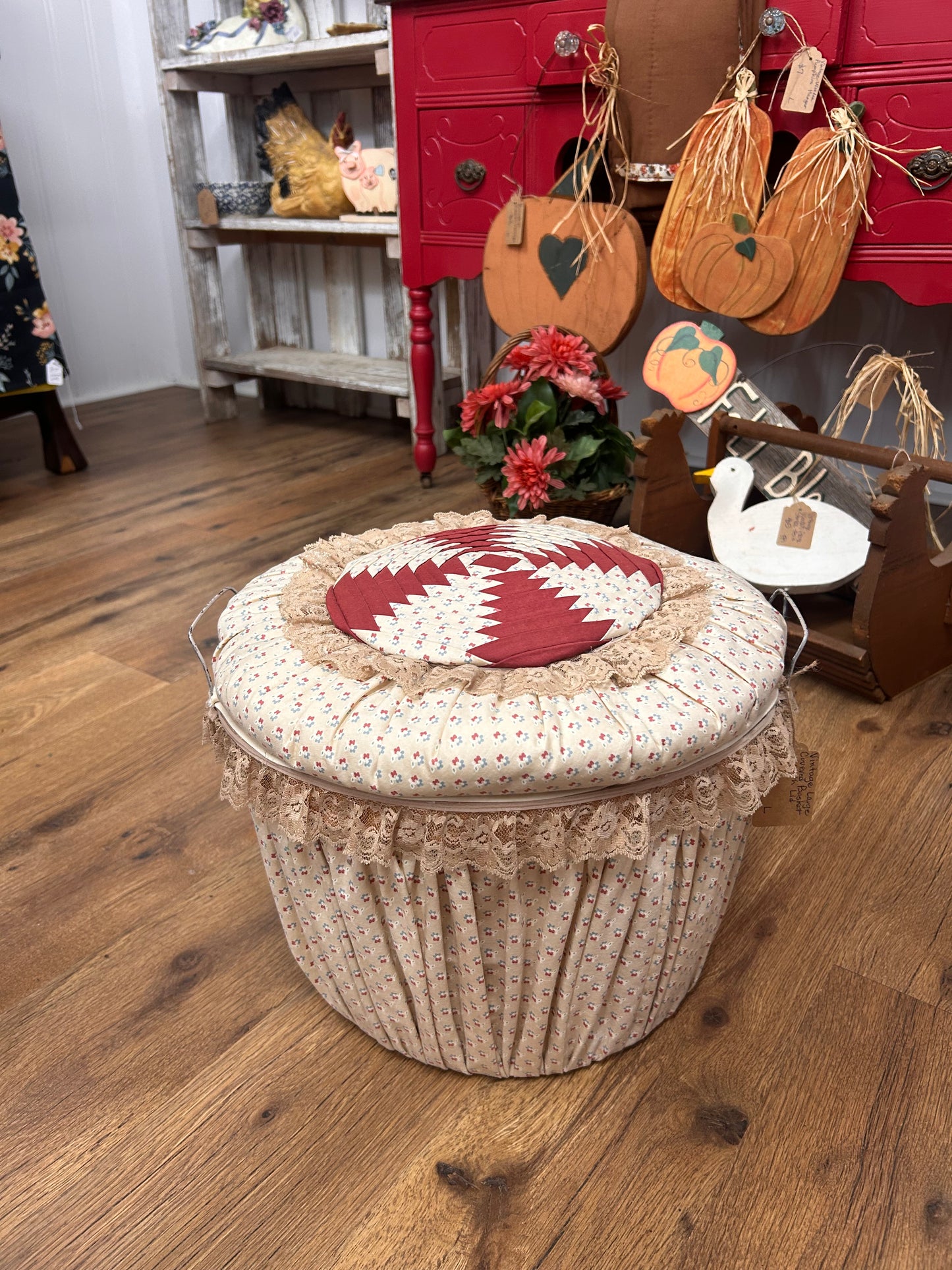 Vintage Large Covered Basket With Lid - Local Pick Up Only