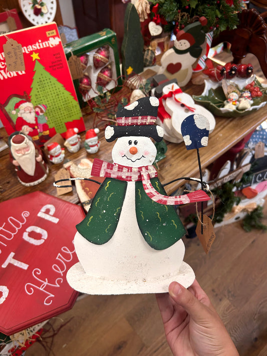 Metal Snowman With Shovel