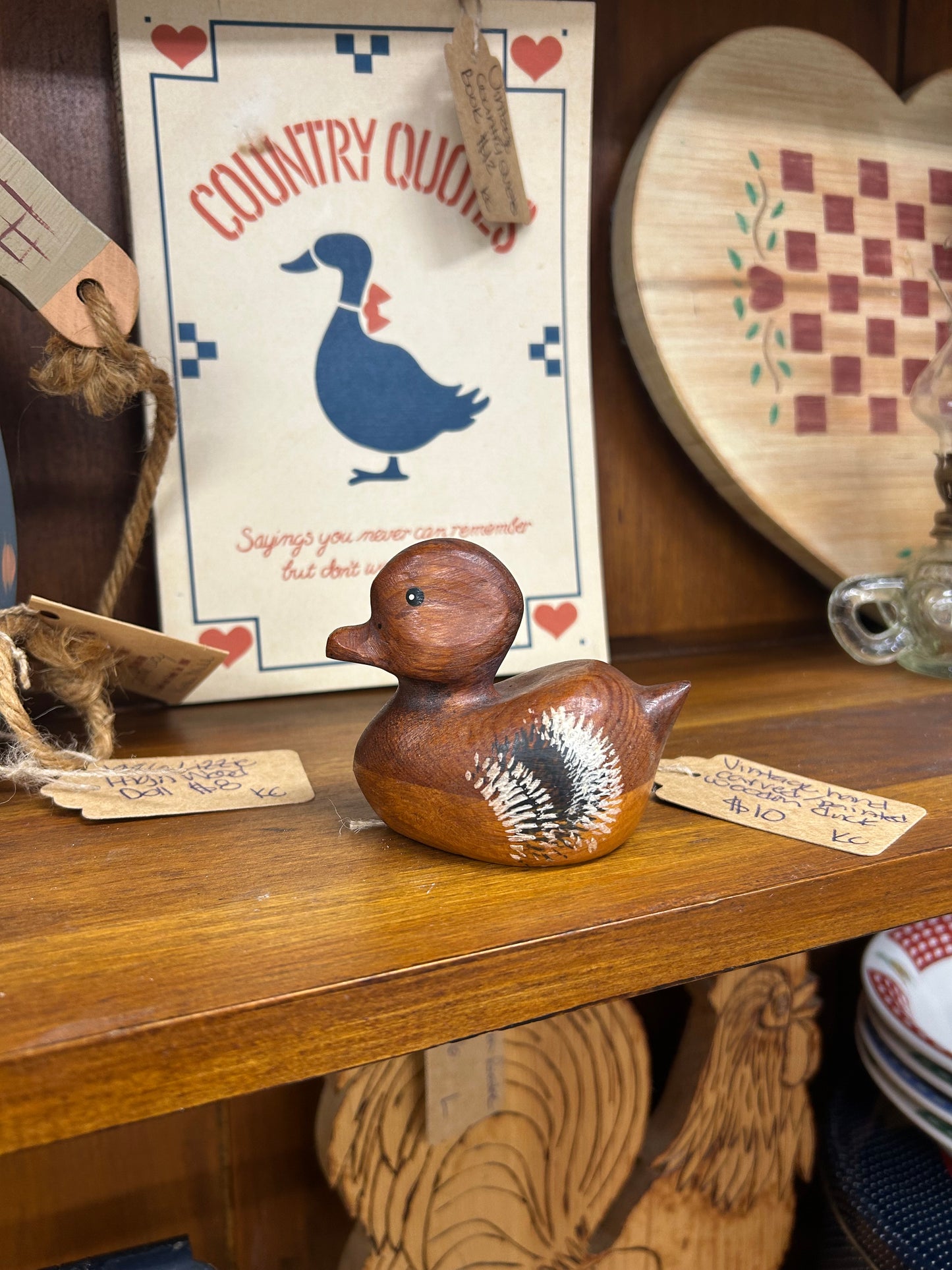 Vintage Hand Carved & Painted Wooden Duck