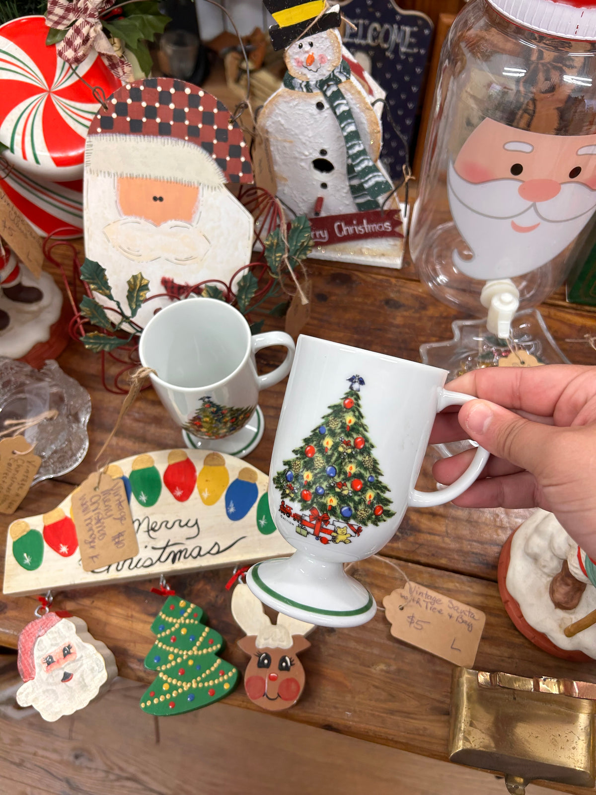 Vintage Christmas Tree Mugs - Set Of 2